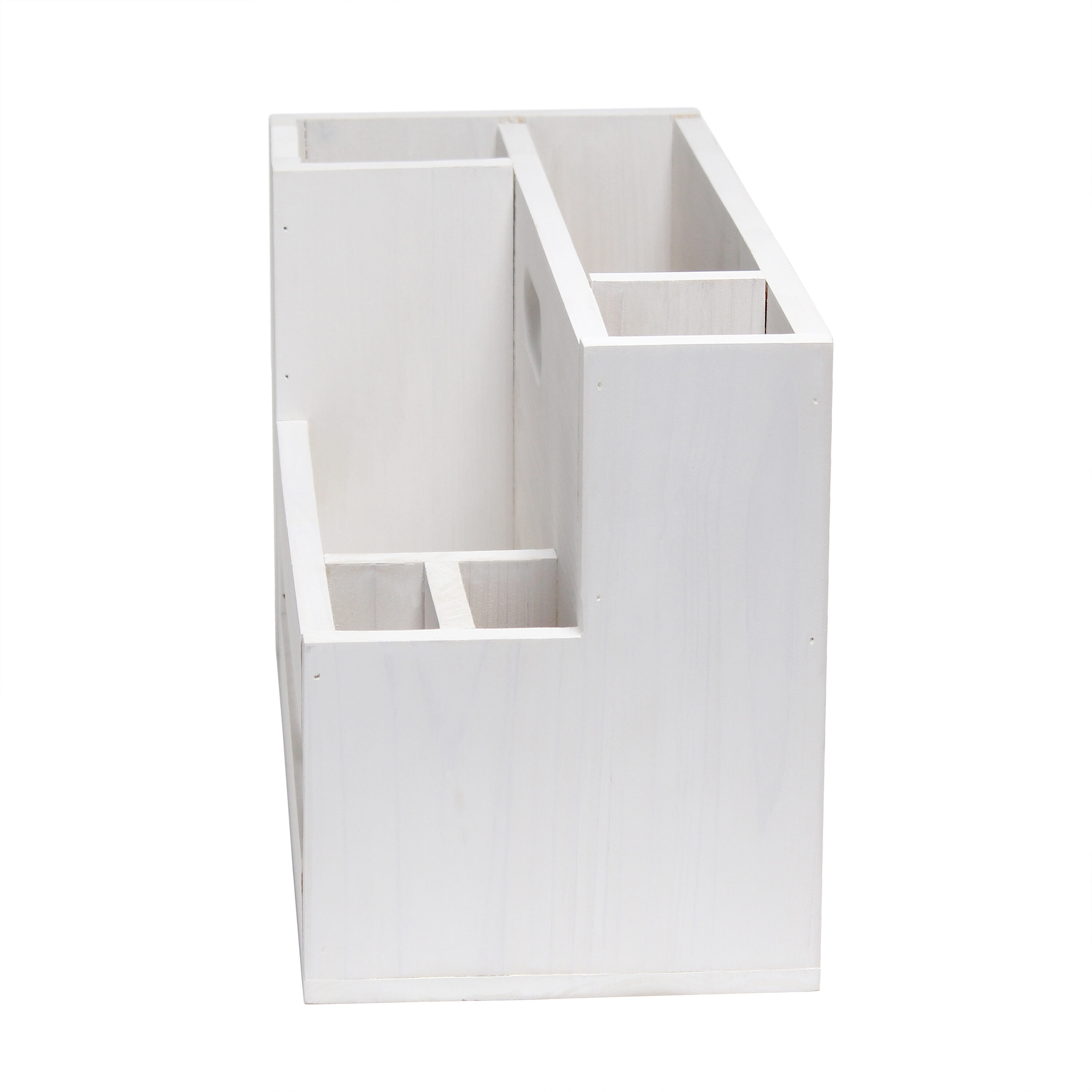 White Wash Farmhouse Wooden Utensil and Condiment Caddy