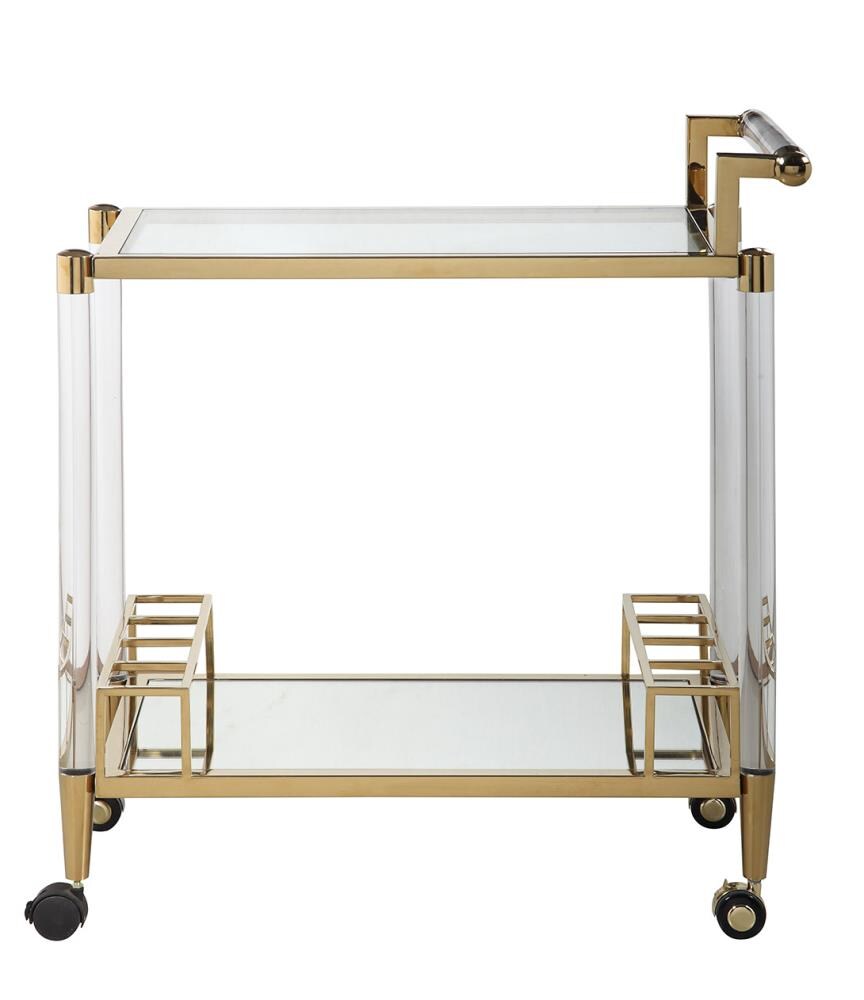 Chintaly Imports DENALI-TC Denali Contemporary Brass Finish and Acrylic Tea Cart