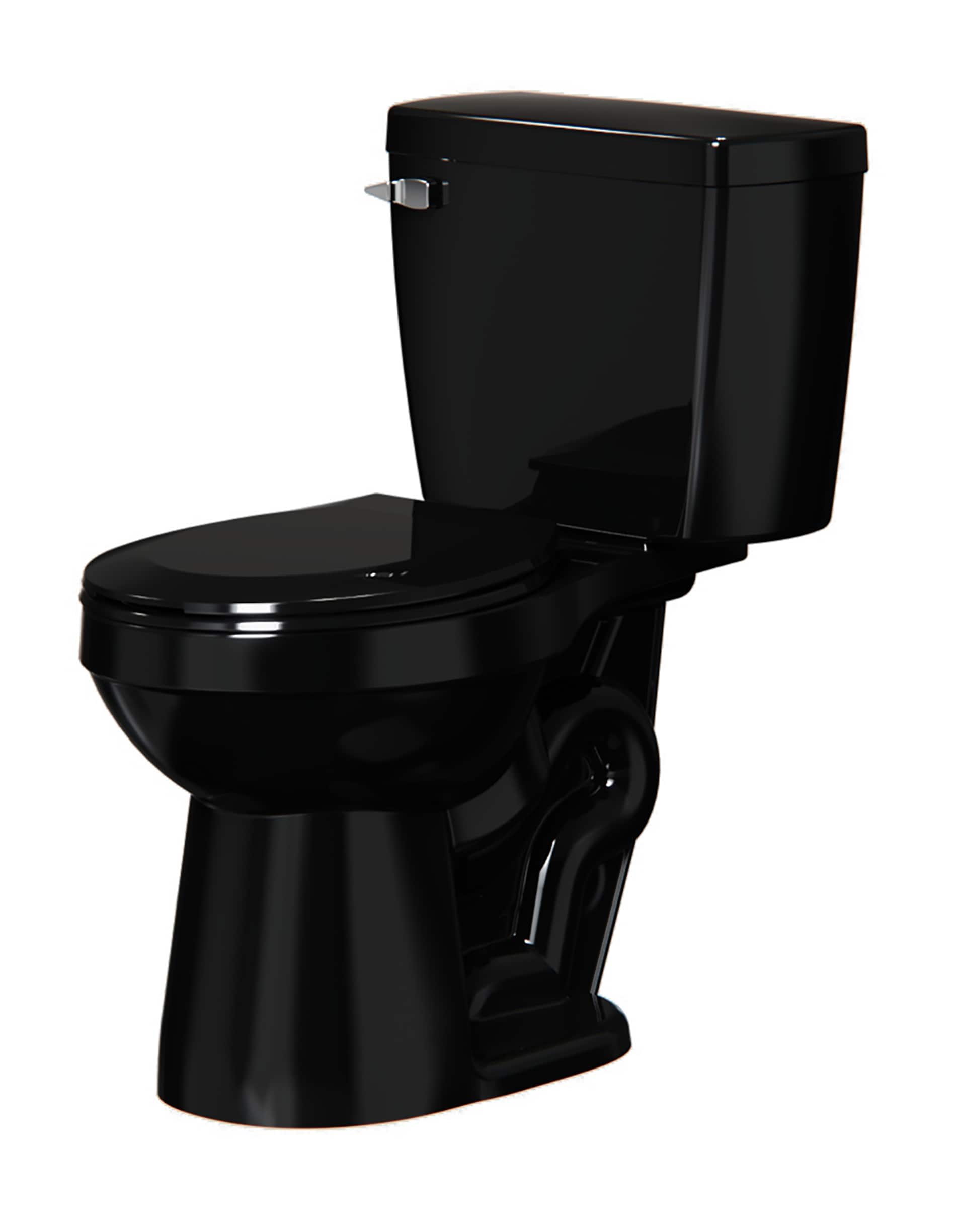 Project Source Pro-Flush Black Round Chair Height 2-piece WaterSense Toilet  12-in Rough-In 1.28-GPF in the Toilets department at