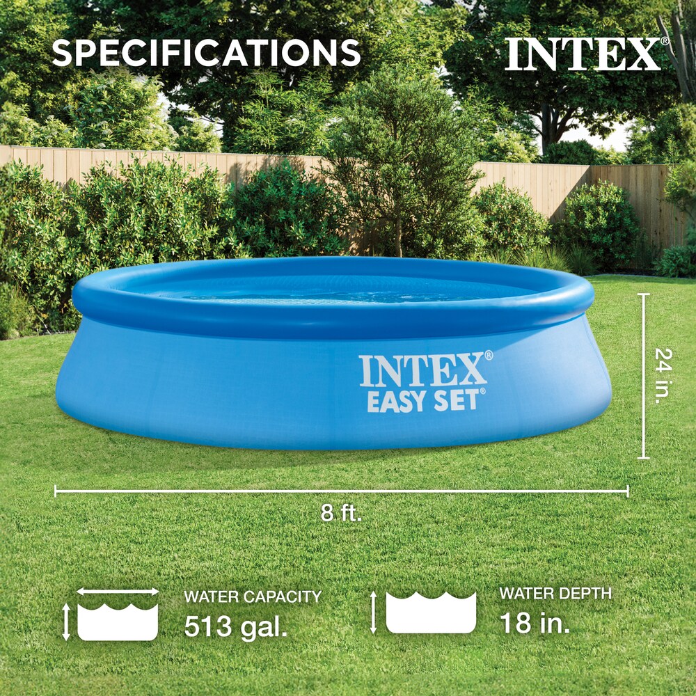 Intex 8-ft X 8-ft X 24-in Inflatable Top Ring Round Above-ground Pool 