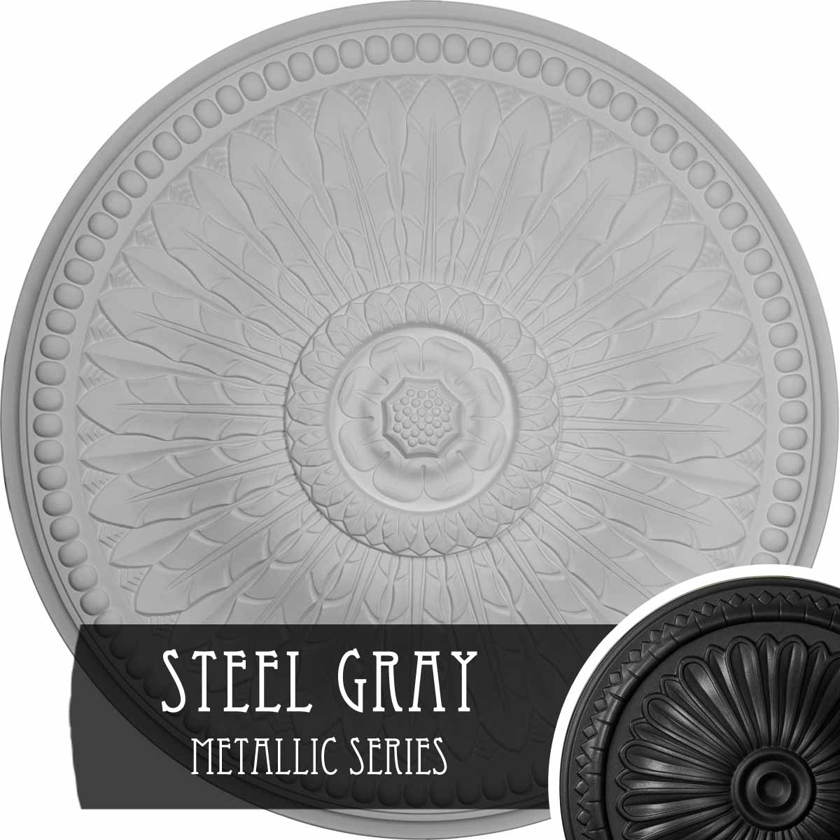 Ekena Millwork CM42SPSGS Springtime 42.5-in W x 42.5-in L Painted Steel Gray Polyurethane Whole Ceiling Medallion