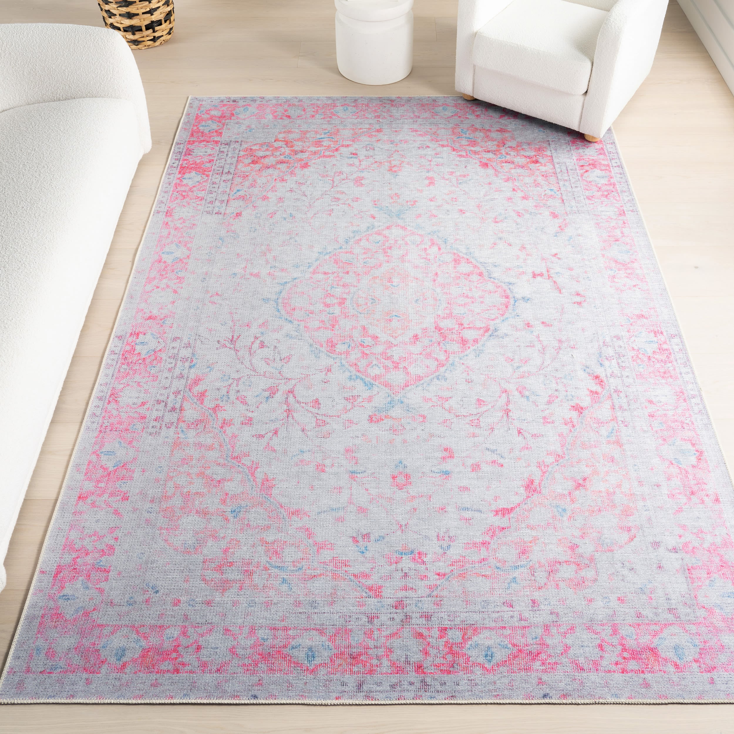 nuLOOM NHKV03A-8012 Patsy 8 x 11 (ft) Loomed Polyester Pink Rectangular Indoor Medallion Area rug