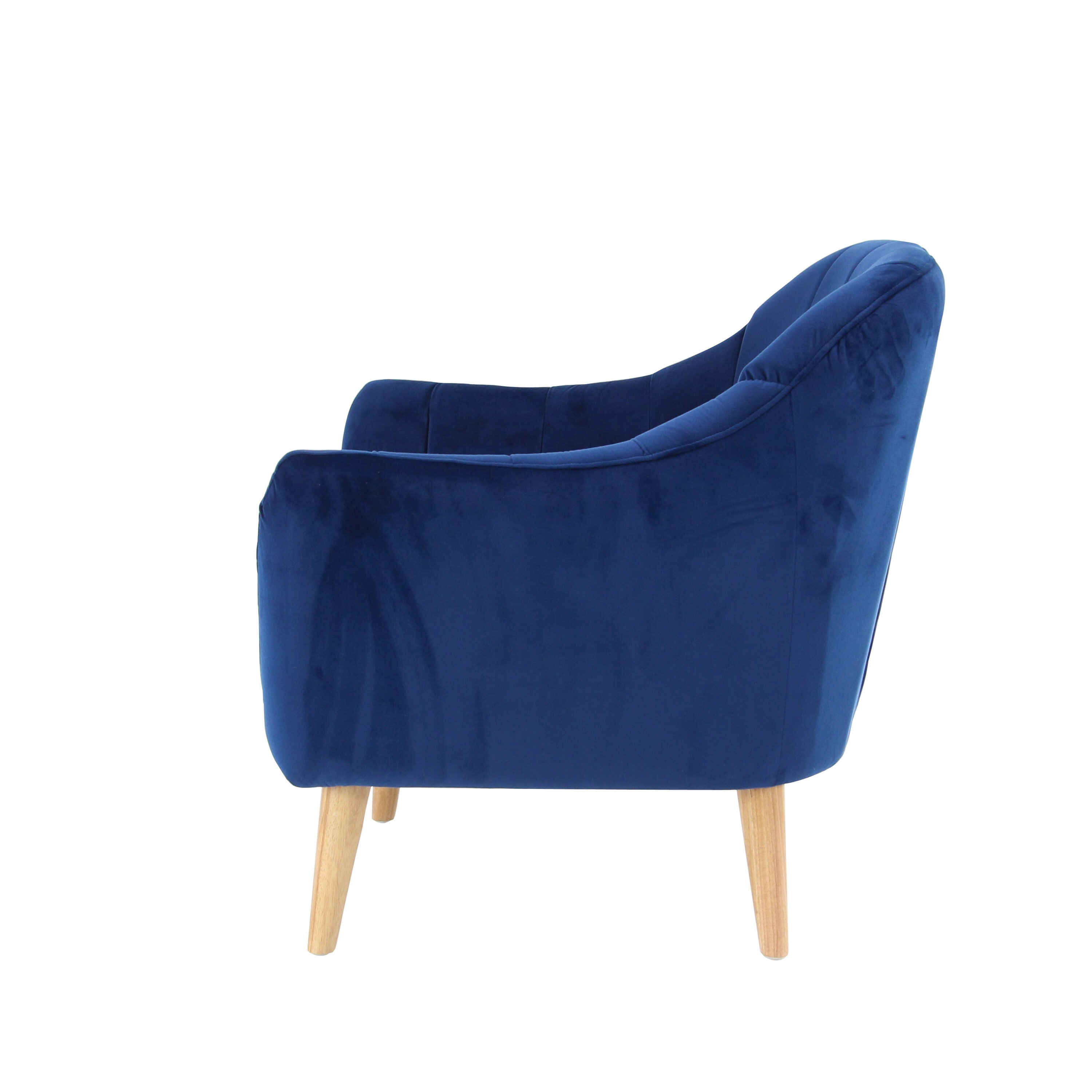 Elegant Blue Velvet 27" Wood Frame Accent Chair