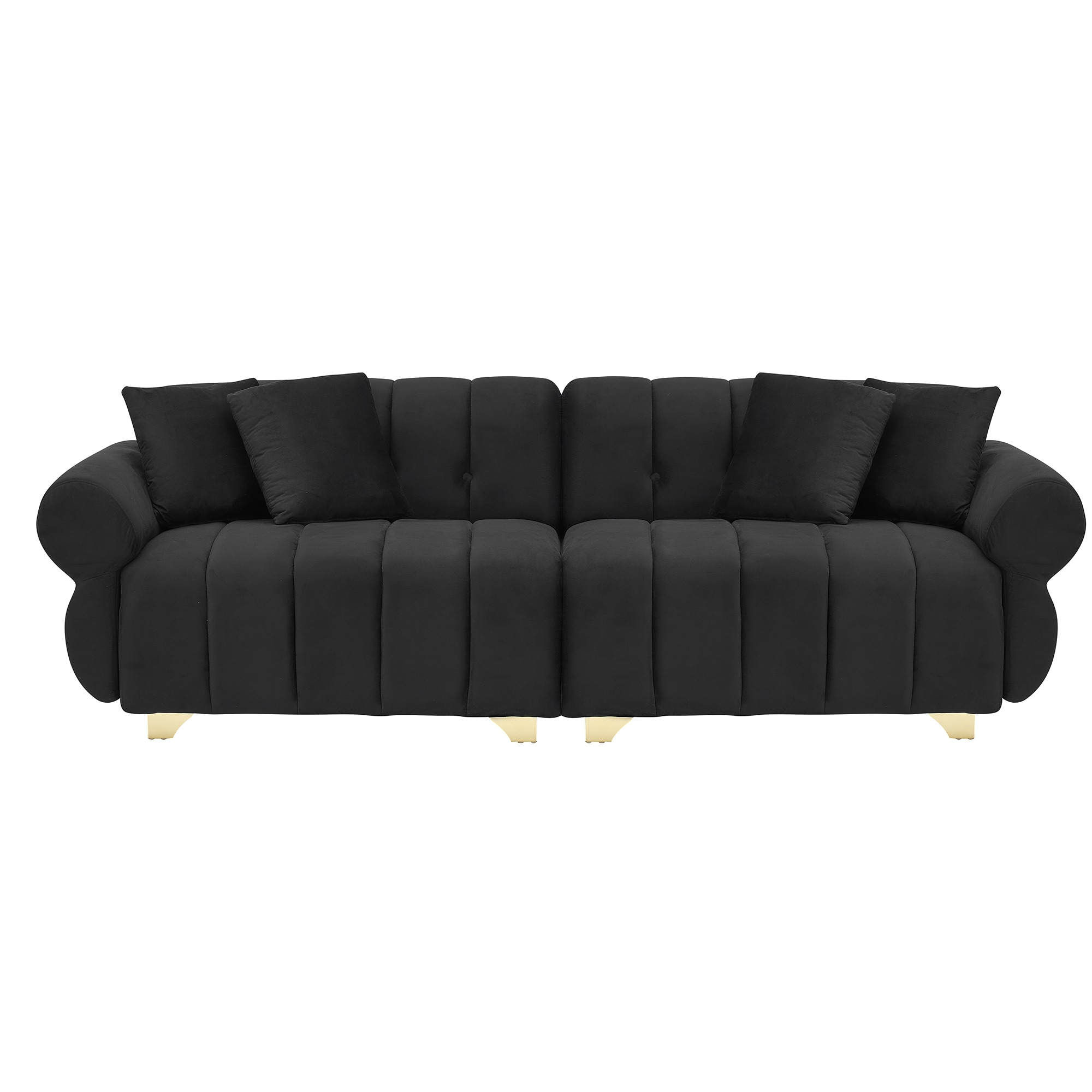 Bybafun YC5200086 89.3-in Modern Black Velvet Sofa