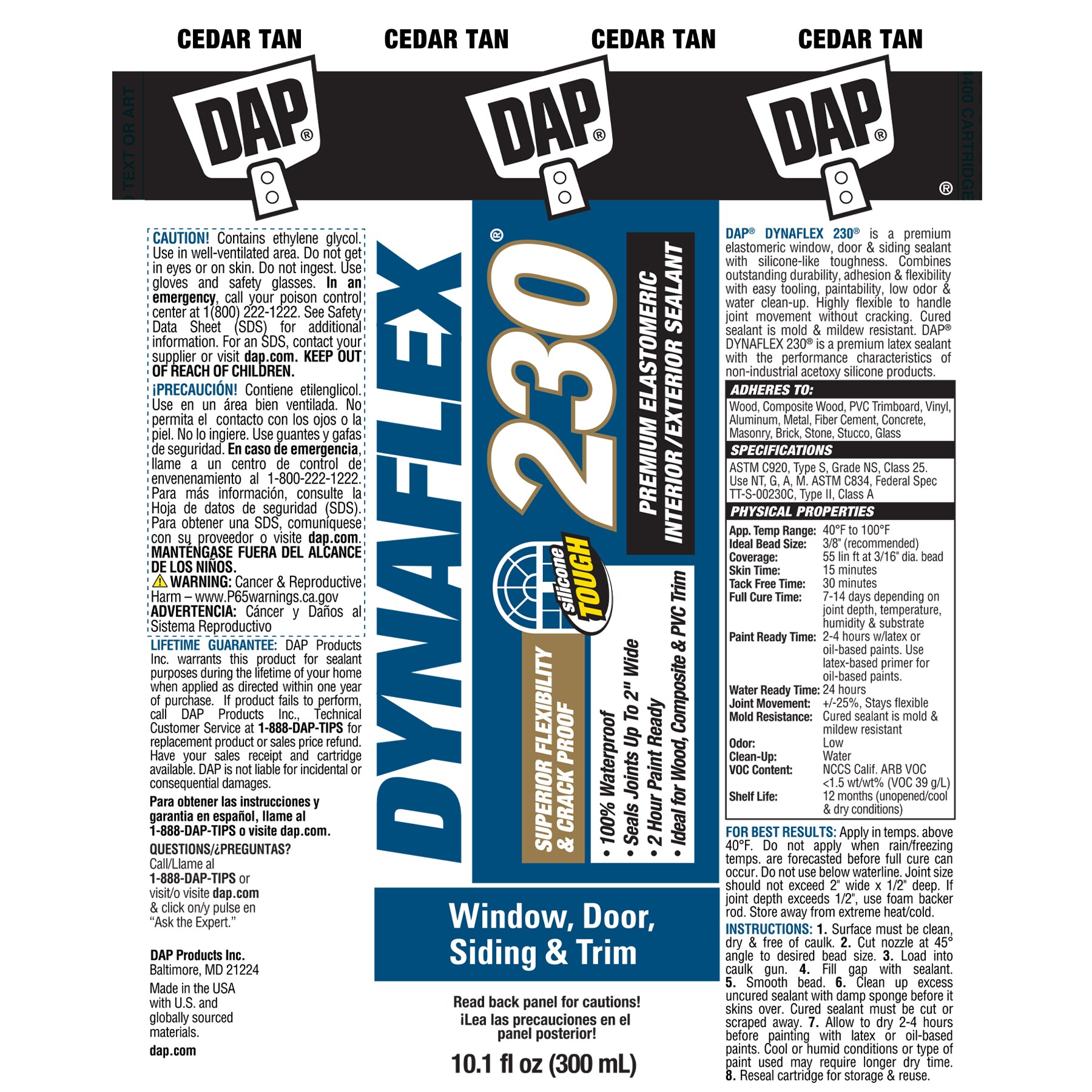 DAP DYNAFLEX 230 CEDAR TAN 10.1-OZ 12 PK 7079818412SOS at Lowes.com