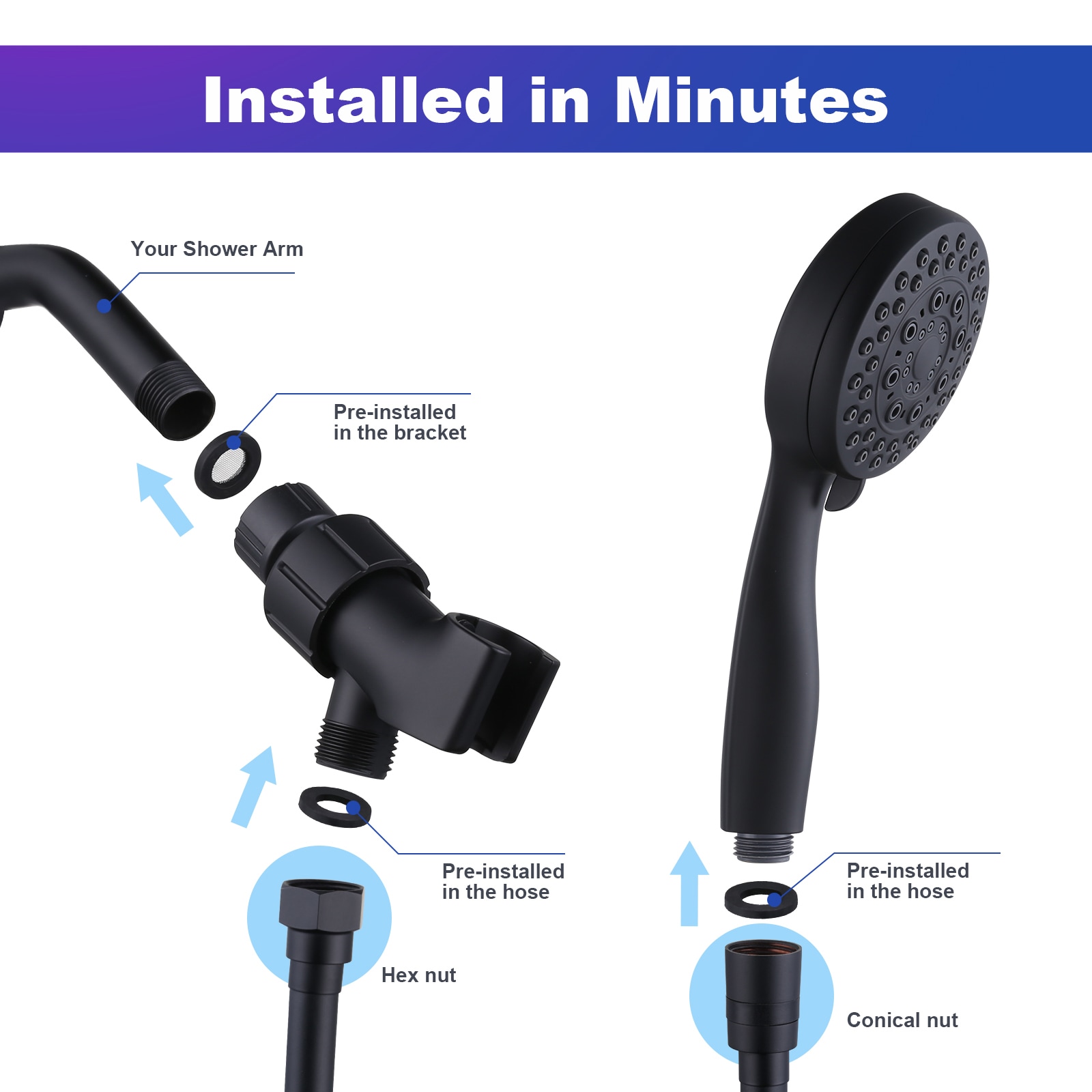 WOWOW H5010B-LW Fixed-Showerhead - View #5