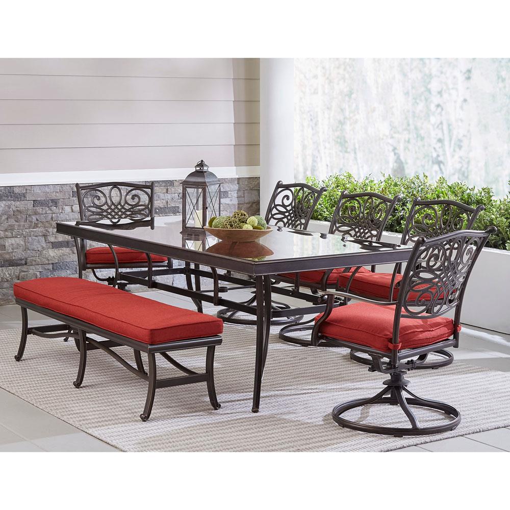 Hanover TRADDN7PCSW5GBN-RED Patio-Dining-Sets - View #10