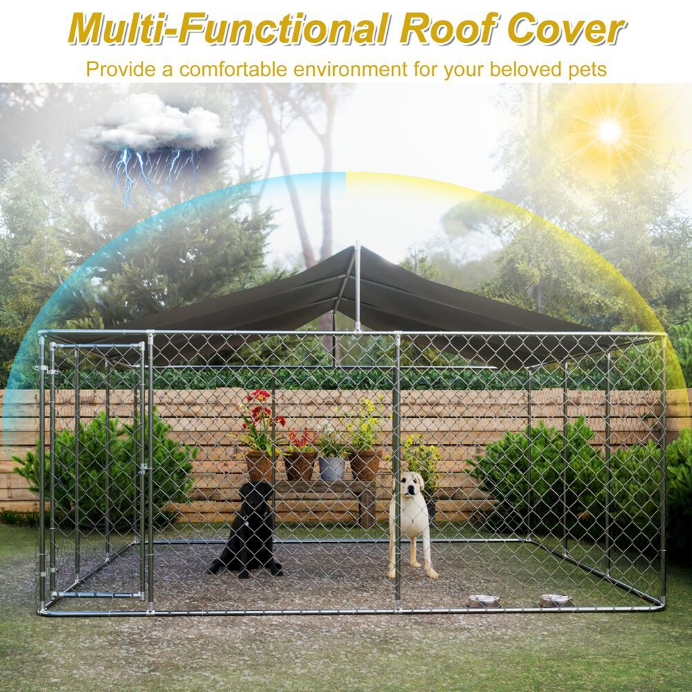 Kahomvis Xx-large (91+-lb) Wire Dog Kennel Roof Outdoor (13.1-ft L x 13.1-ft W x 7.6-ft H)