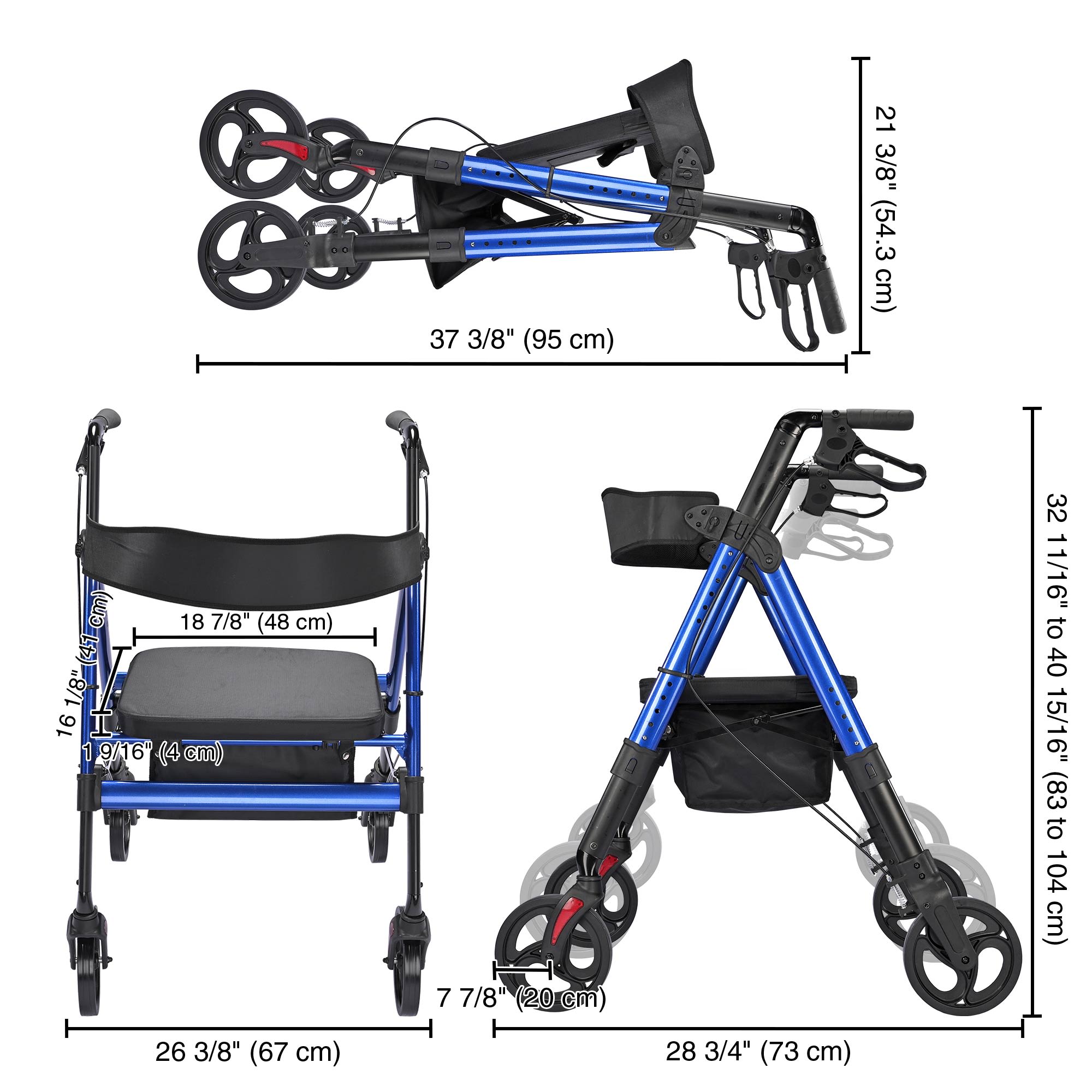 Yescom 38RLT001-9268-03-LO Walkers-Wheelchairs-Rollators - View #7