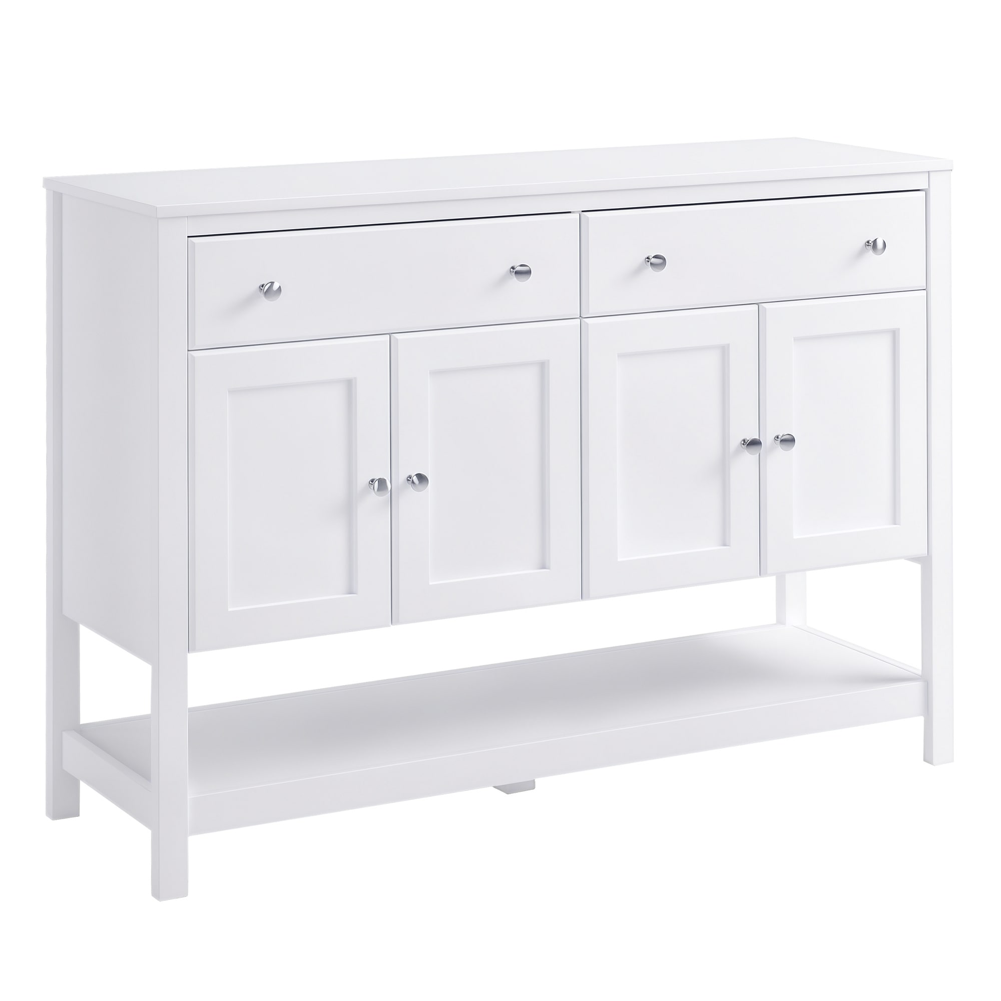 HomCom  47In Coffee Bar Cabinet Sideboard Buffet Cabinet Accent Kitchen Cabinet with Adjustable Shelves and Drawers for Living Room White