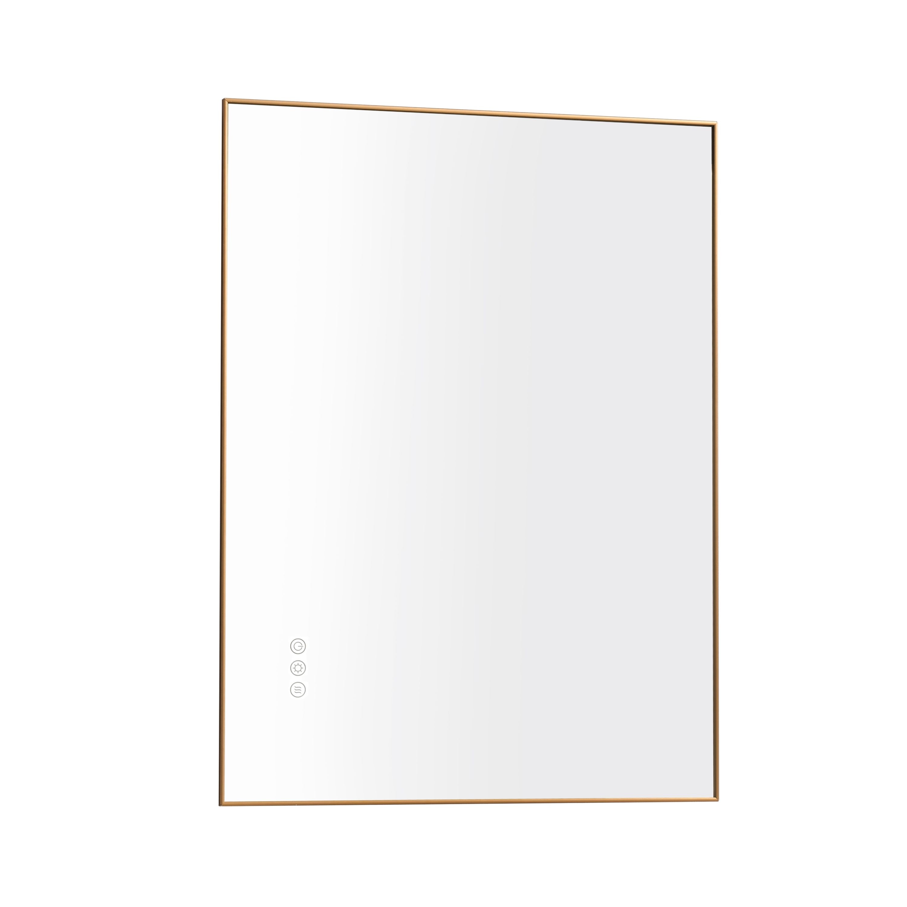 WELLFOR Dimmable Backlit LED mirror 32-in x 24-in Framed Dimmable ...