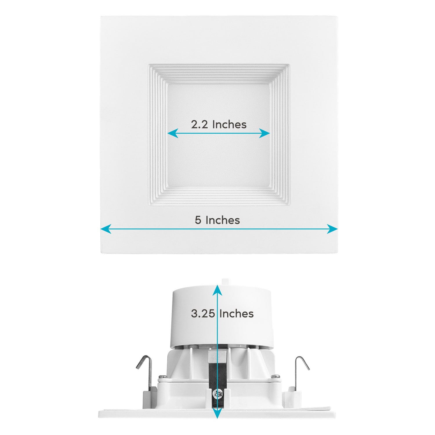 White Aluminum 4 Inch Square Recessed LED Can Lights
