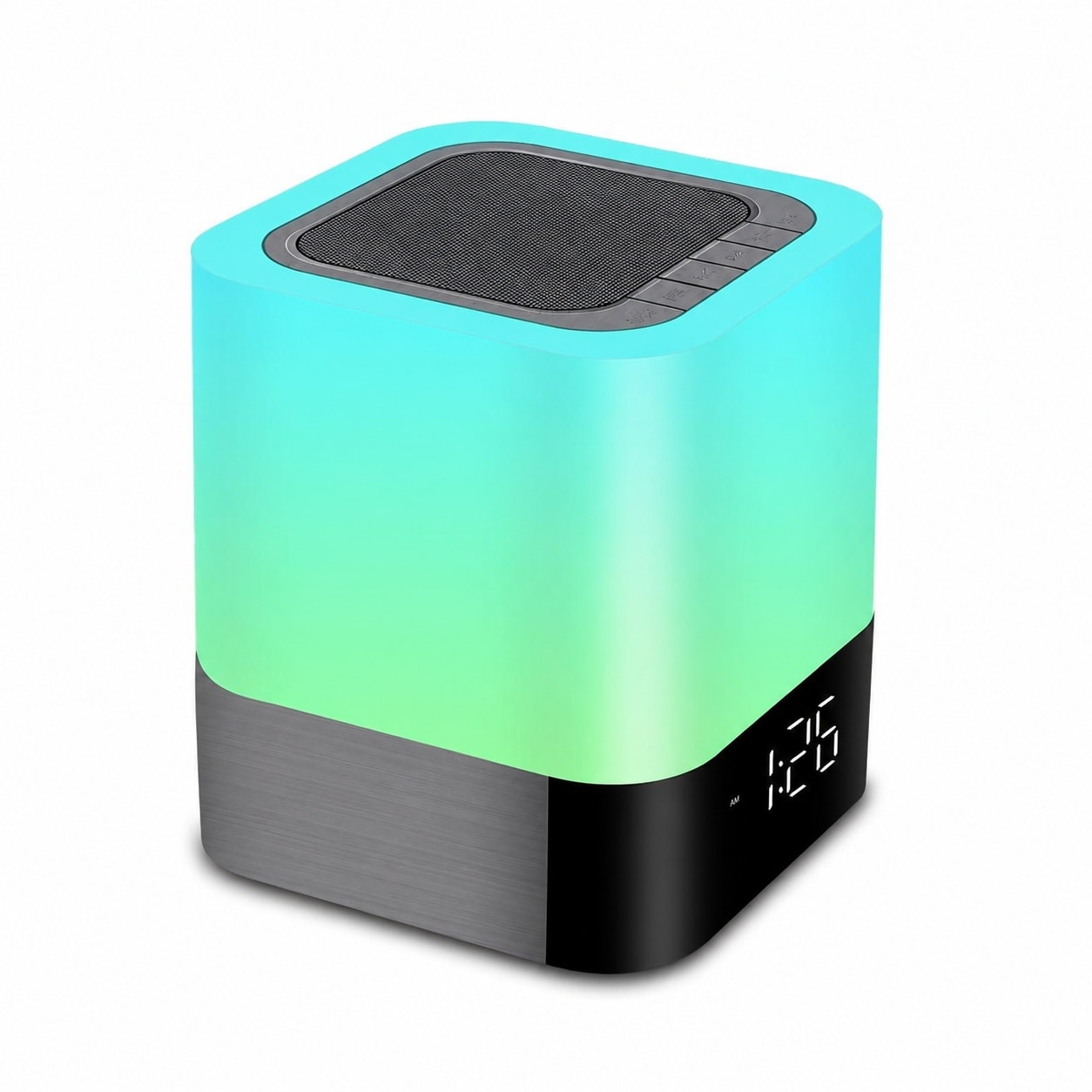 Lukvuzo Night Light Portable Speaker 5 in 1 Bedside Lamp Bluetooth Speaker Digital Alarm Clock Touch Control with TF and SD Card Support Music #LLU0804L034