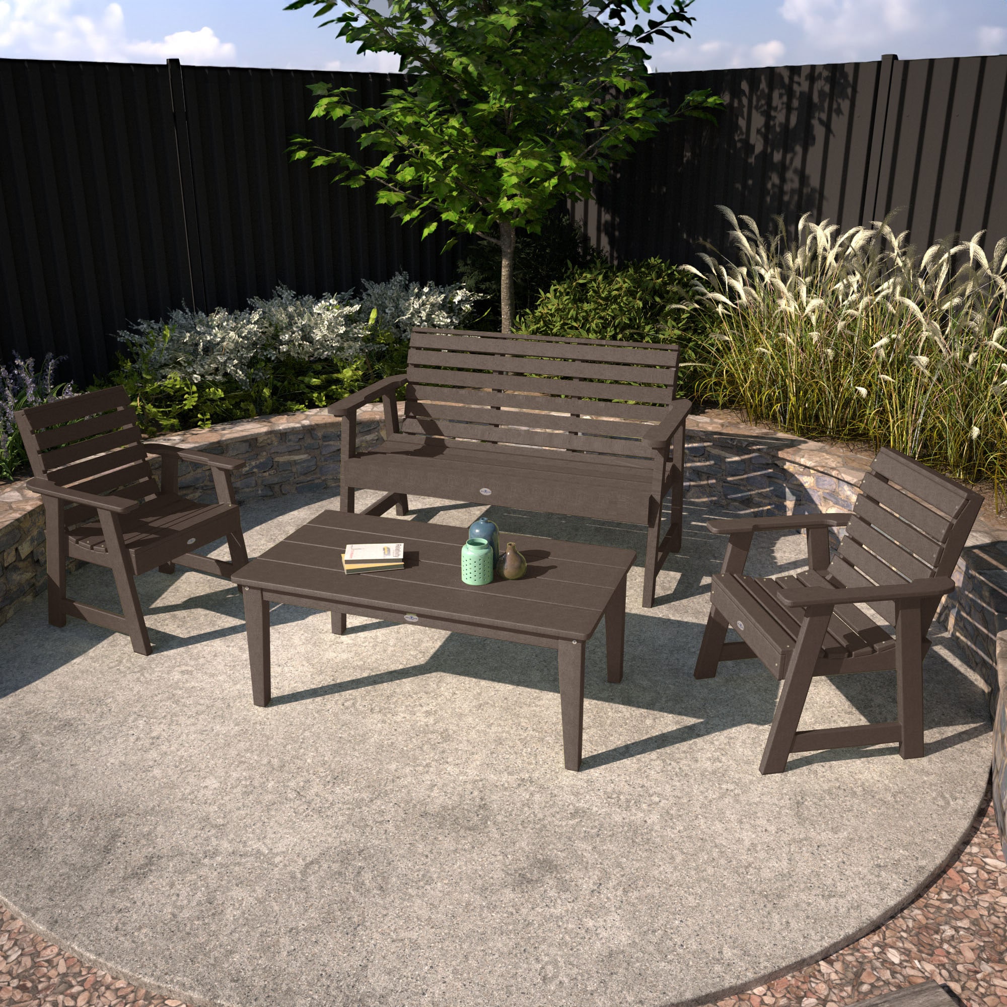 highwood BV-KT4BENW401-MBR Riverside 4 -Piece Patio Conversation Set