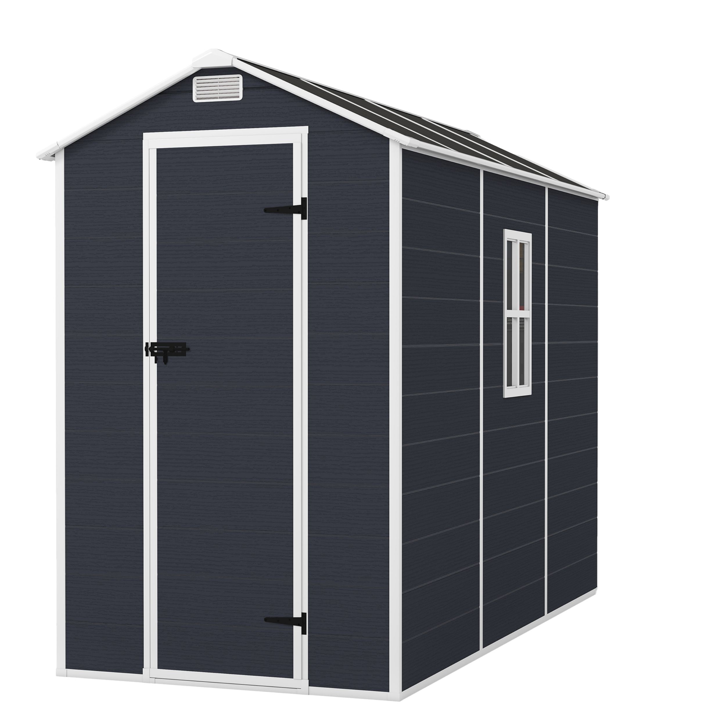 Poinic QURDS-0027S98 4-ft x 8-ft DS Gray Lean-to Resin Storage Shed (Floor Included)