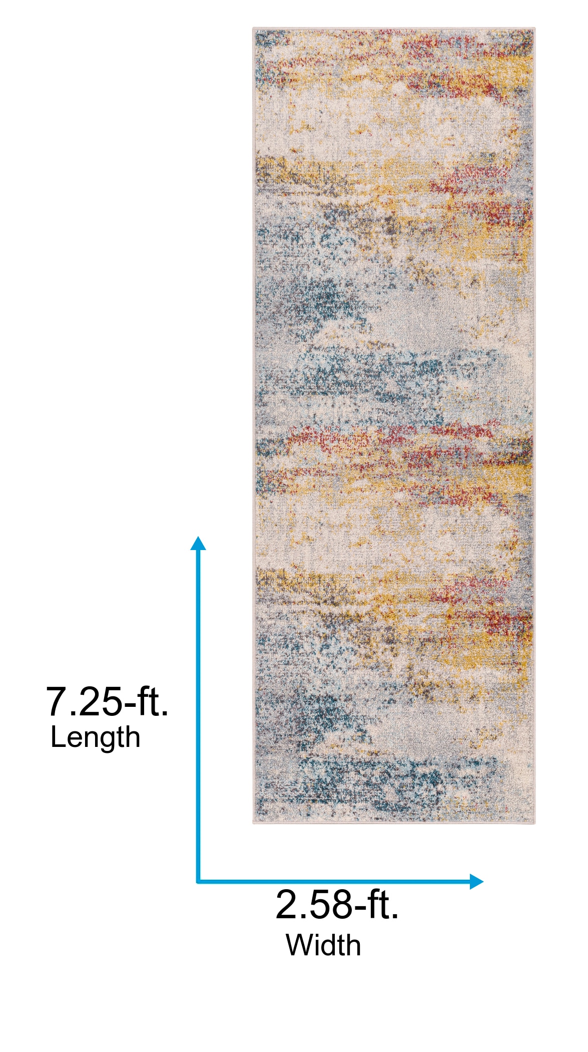 Surya Ankara 3 x 8 Sky Blue/Mustard Indoor Abstract Mid-century Modern Area  Rug