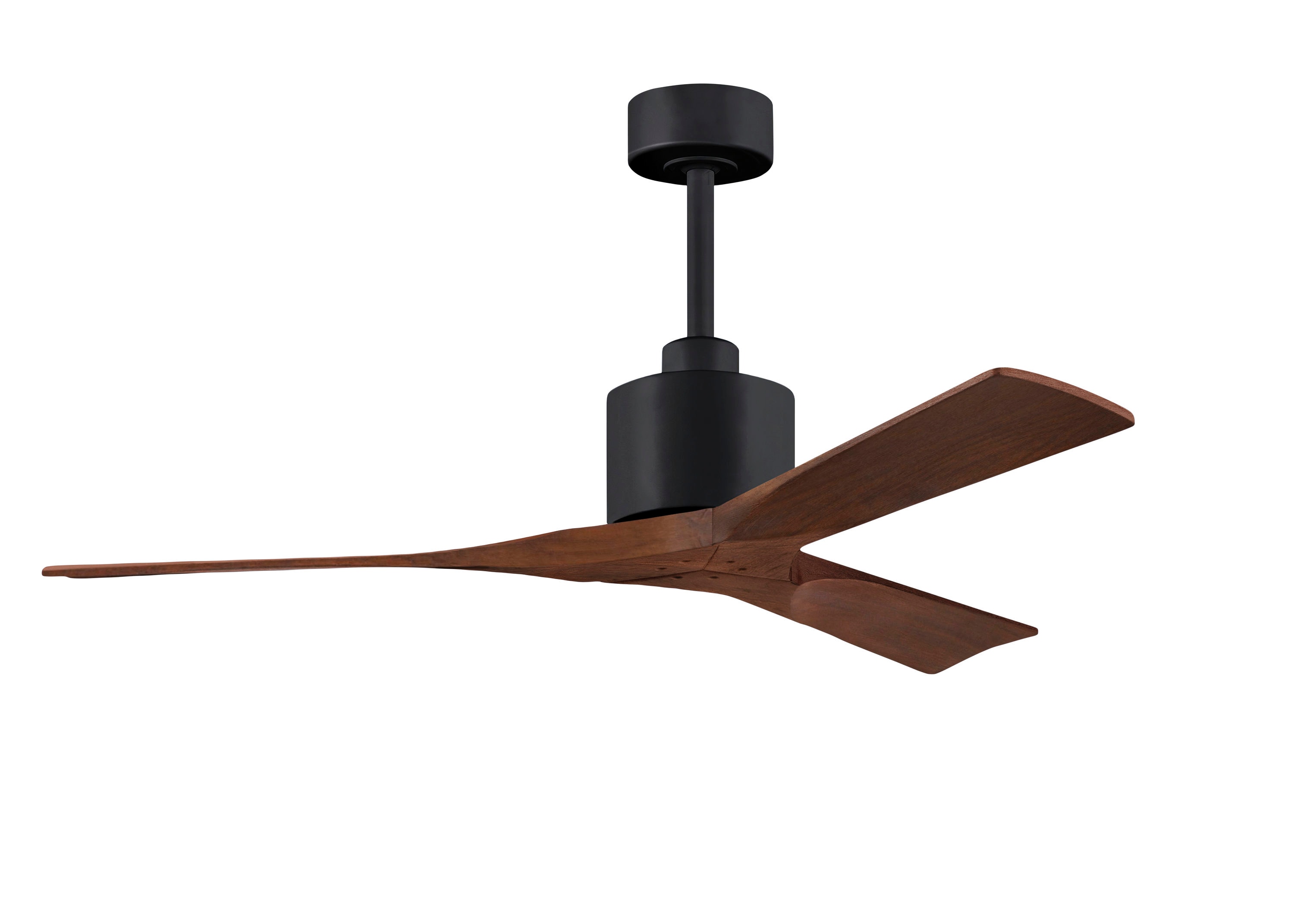 Matthews Fan Company NK-BK-WA-52 Nan 52-in Outdoor Matte Black with Walnut Blades Ceiling Fan Without Light - Remote Included ( 3 -Blade )