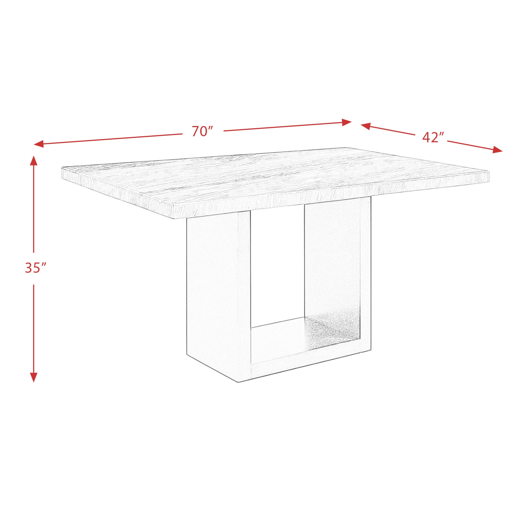 Gray Marble and Black Wood Rectangular Counter Height Table