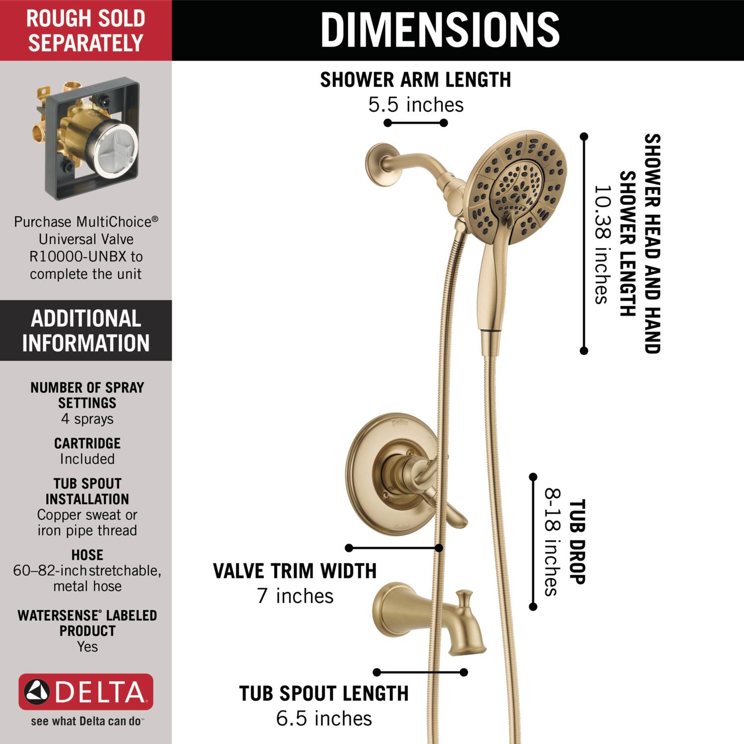 Delta T17494-CZ-I Tub-Shower-Faucets - View #3