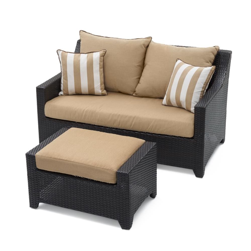 RST Brands OP-PELOVO-MXM-K Deco 2 -Piece Wicker Patio Conversation Set with Off-white Sunbrella Cushions