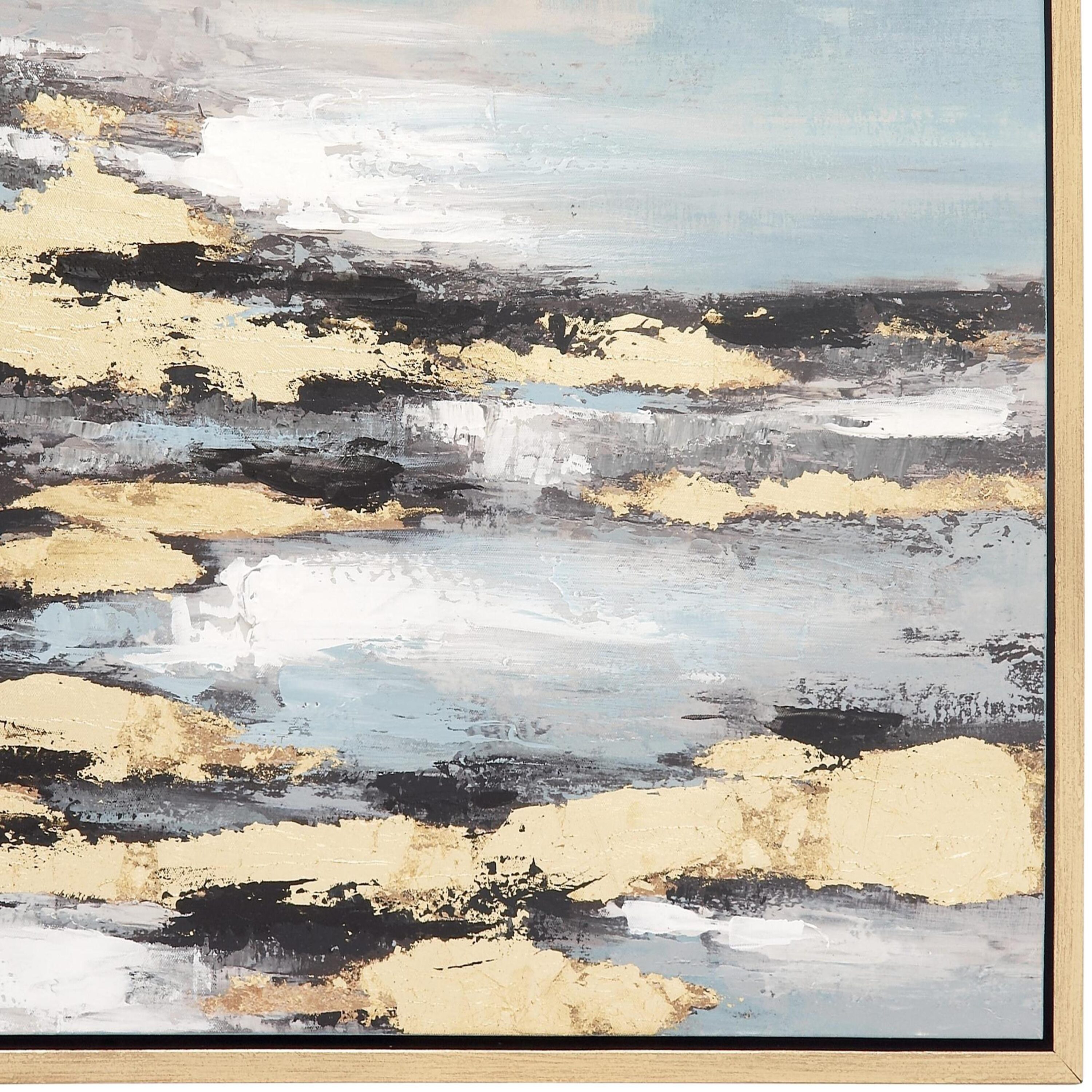 Blue and Gold Abstract Landscape Canvas Wall Art