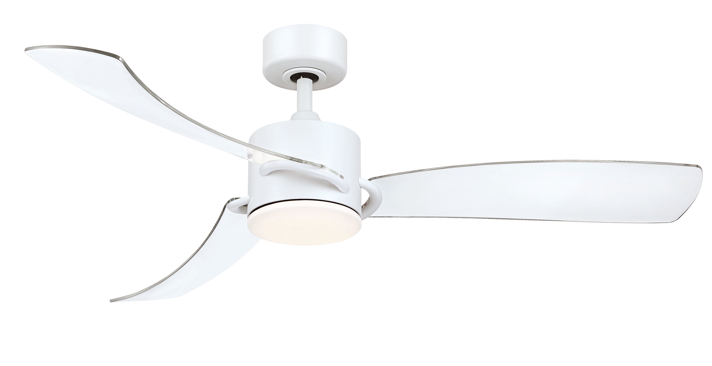Fanimation FP8511MW SculptAire 52-in Integrated LED Matte White with Clear Blades Propeller Ceiling Fan With Light - Remote Included ( 3 -Blade )