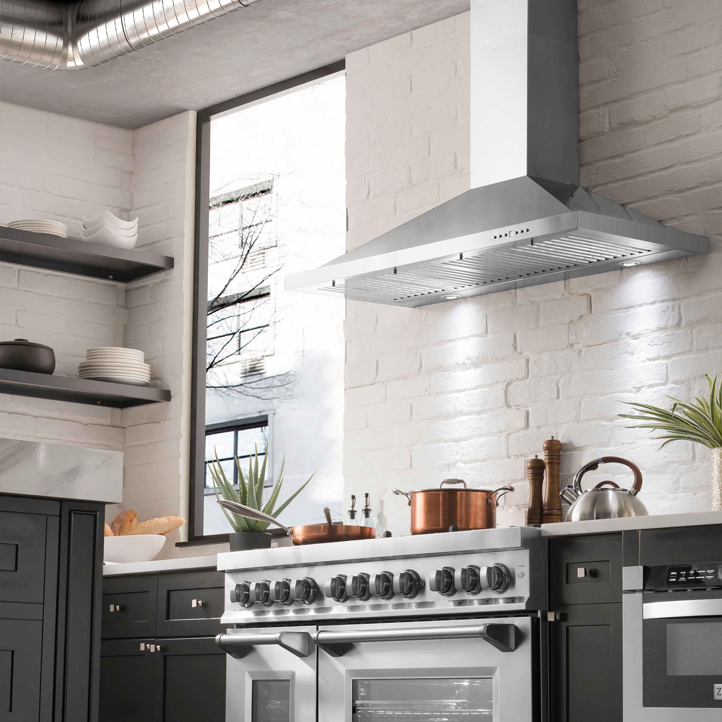 48 black stainless range hood