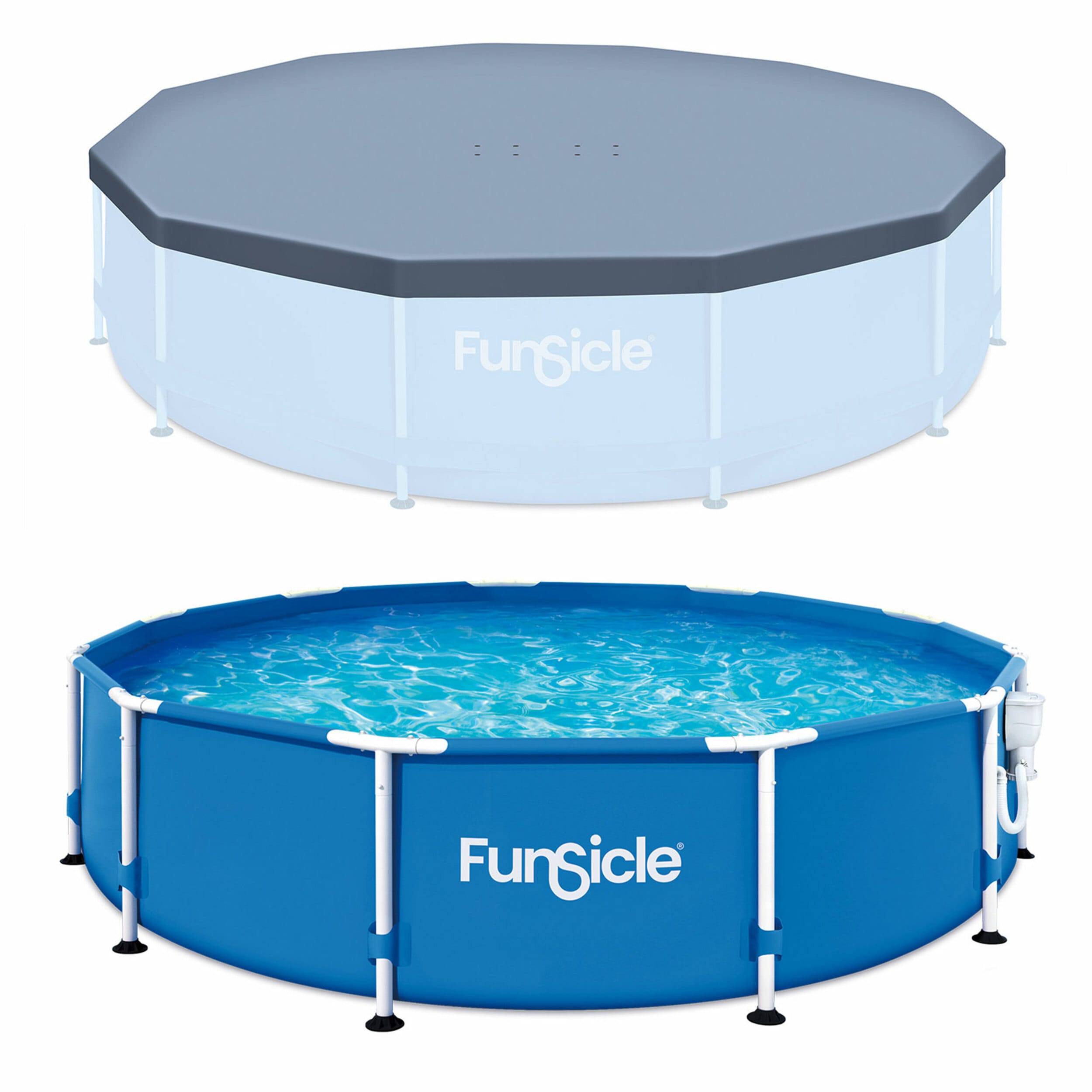 Funsicle 401503 12-Feet x 12-Feet x 30-Inches Metal frame Round Above-Ground Pool with Filter Pump with Pool Cover