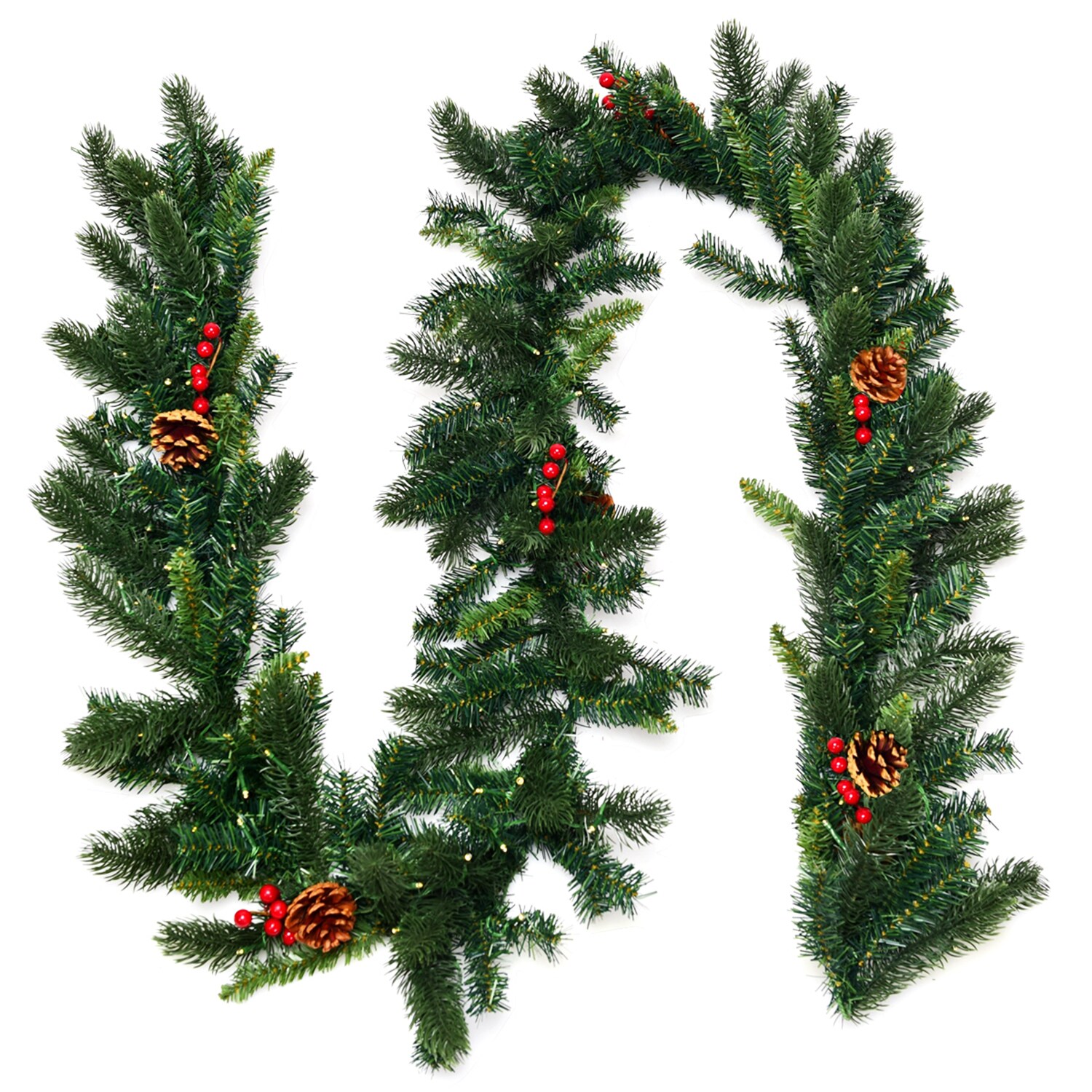 Forclover HYFE-22798 108-in Pre-lit Indoor/Outdoor Battery-operated Green Ornament Artificial Christmas Wreath