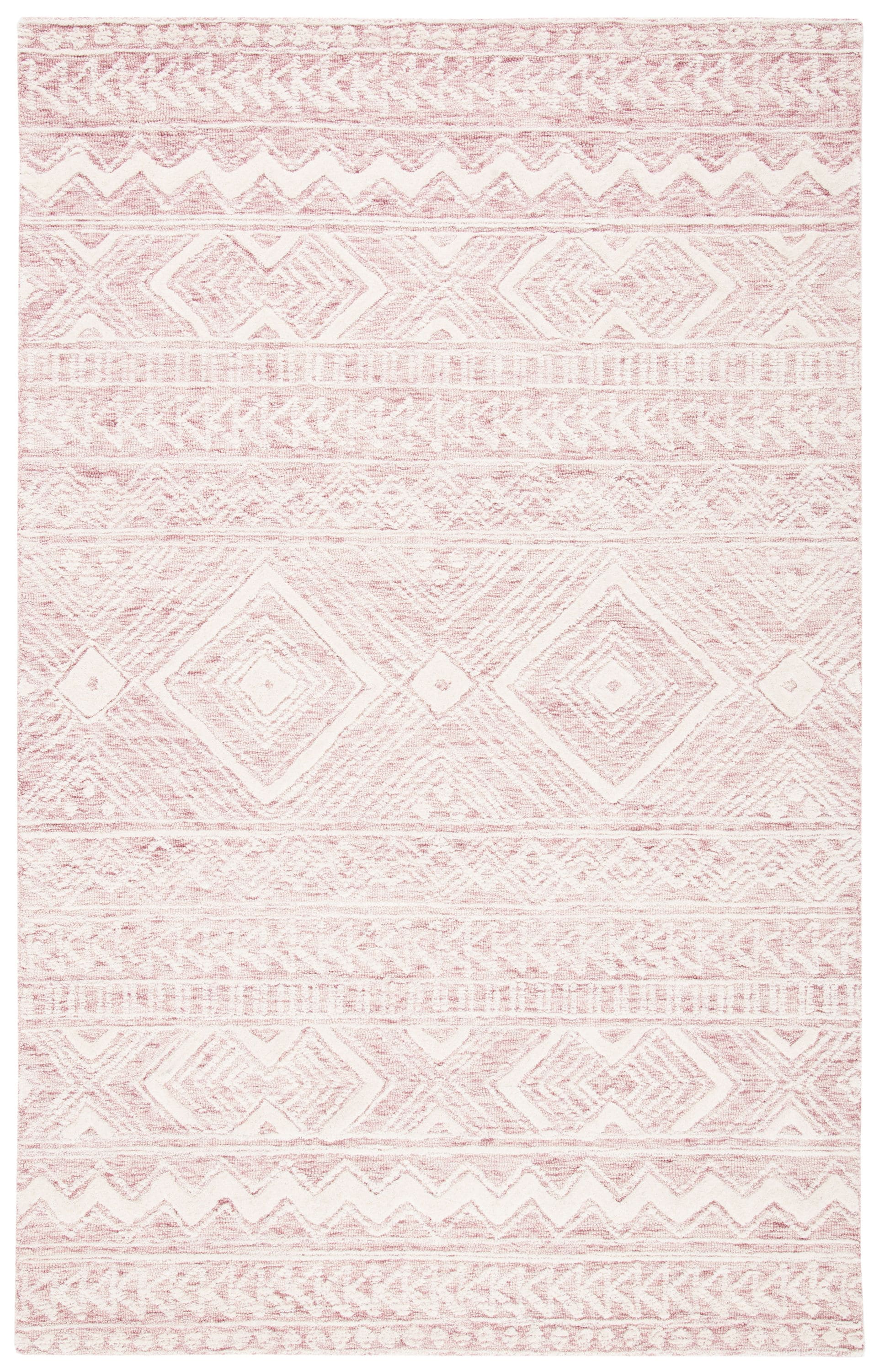 Safavieh MET906U-5 Metro Raphy 5 x 8 (ft) Tufted Wool Dark Pink/Ivory Rectangular Indoor Abstract Bohemian/Eclectic Area rug