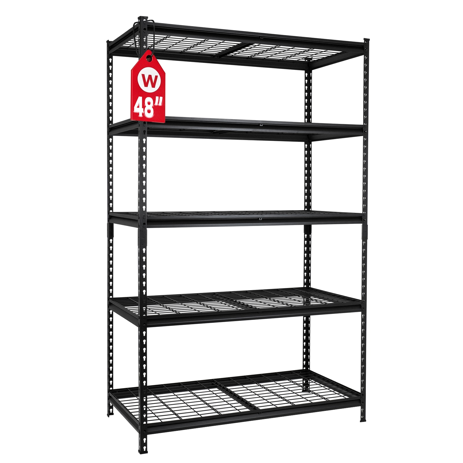 Flynama 48-in W x 18-in D x 72-in H 5 -Tier Heavy Duty Black Metal Wire Utility Shelving Unit