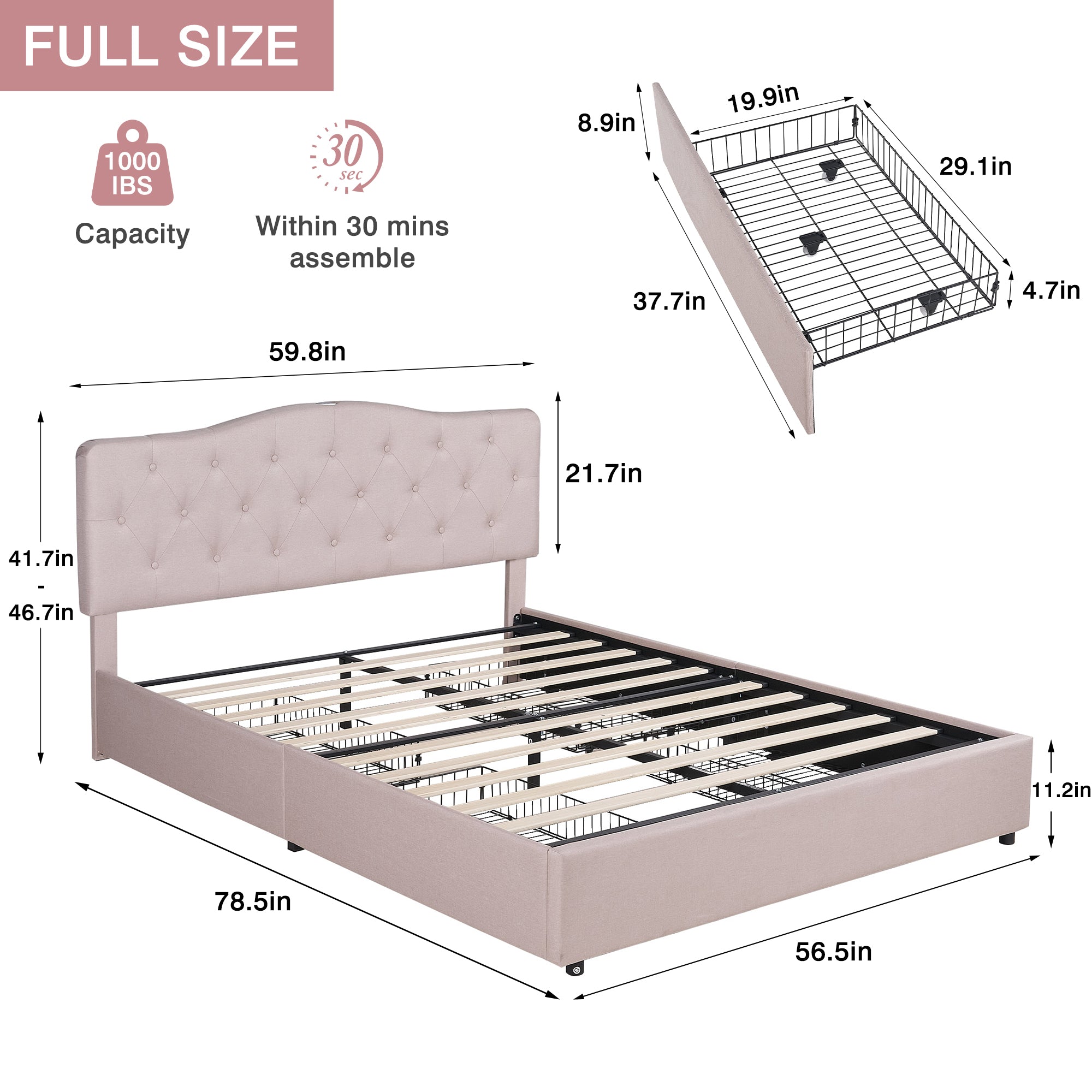 Vecelo LOE-RF04-UP-BGE beds - View #3