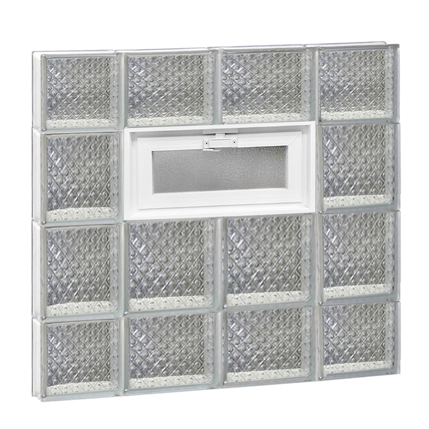 REDI2SET V2828DP Diamond Glass 27-in x 27-in Frameless Replacement Vented Glass Block Window