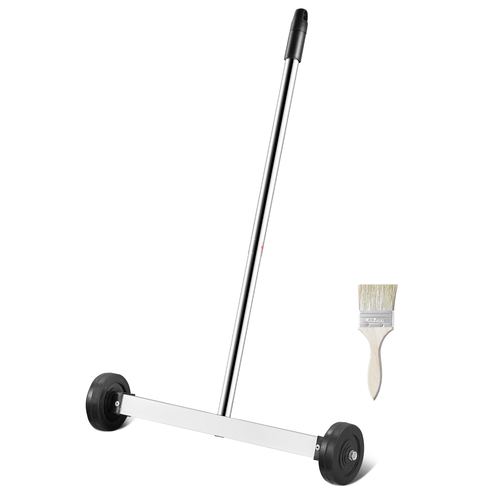 VEVOR SCTLSCXQSQ1504456V0 Magnetic Sweeper with Wheels 15inch Mini Magnetic Sweeper 8 lbs Capacity Adjustable Handle Lightweight Magnetic Pickup Sweeper to Pick Up Nails and Screws Easy Cleanup of Workshop Garage