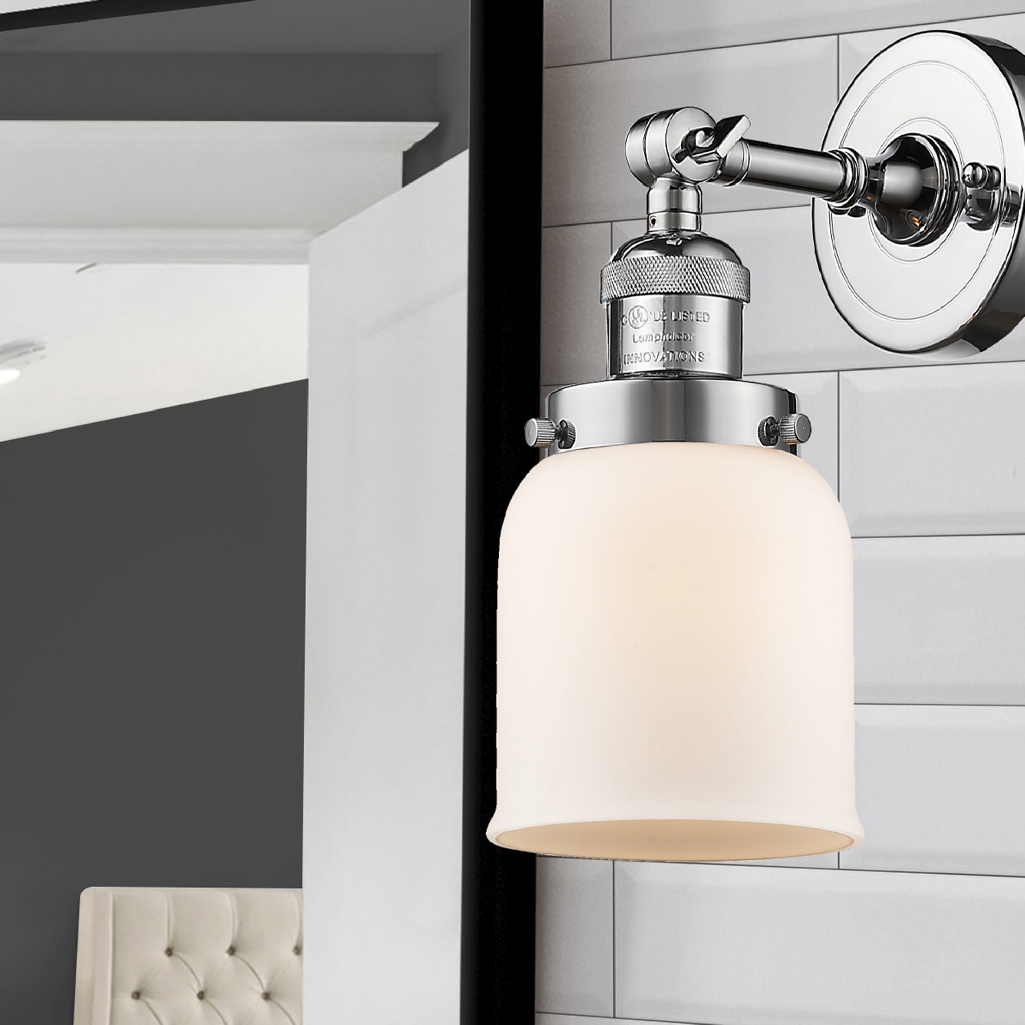 Innovations Lighting 203-PC-G51 Bell 5-in W 1 -Light Polished Chrome Industrial Wall Sconce