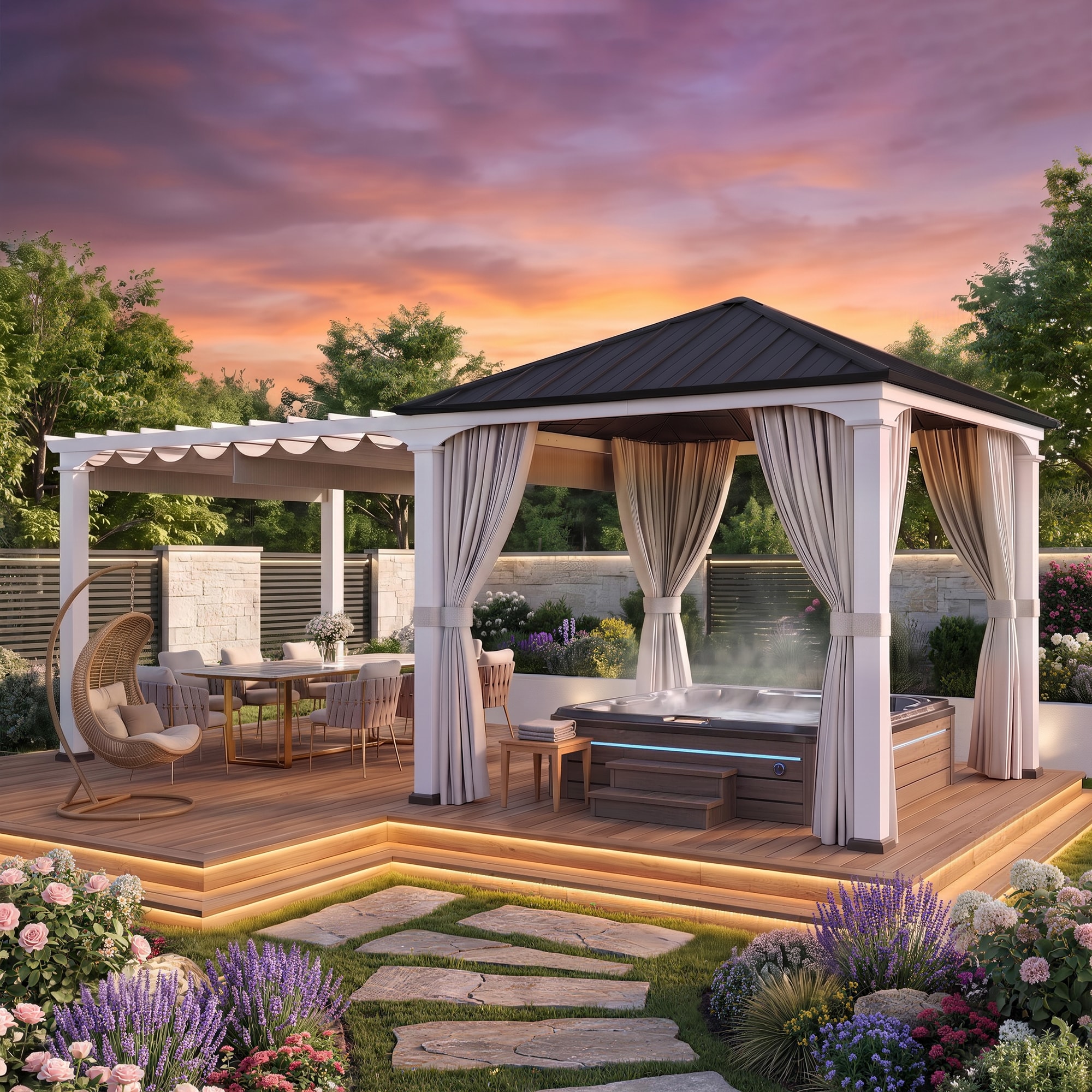 ELEVATE OUTDOORS IG10600025-1020BW Wood-Resin-Gazebos - View #3