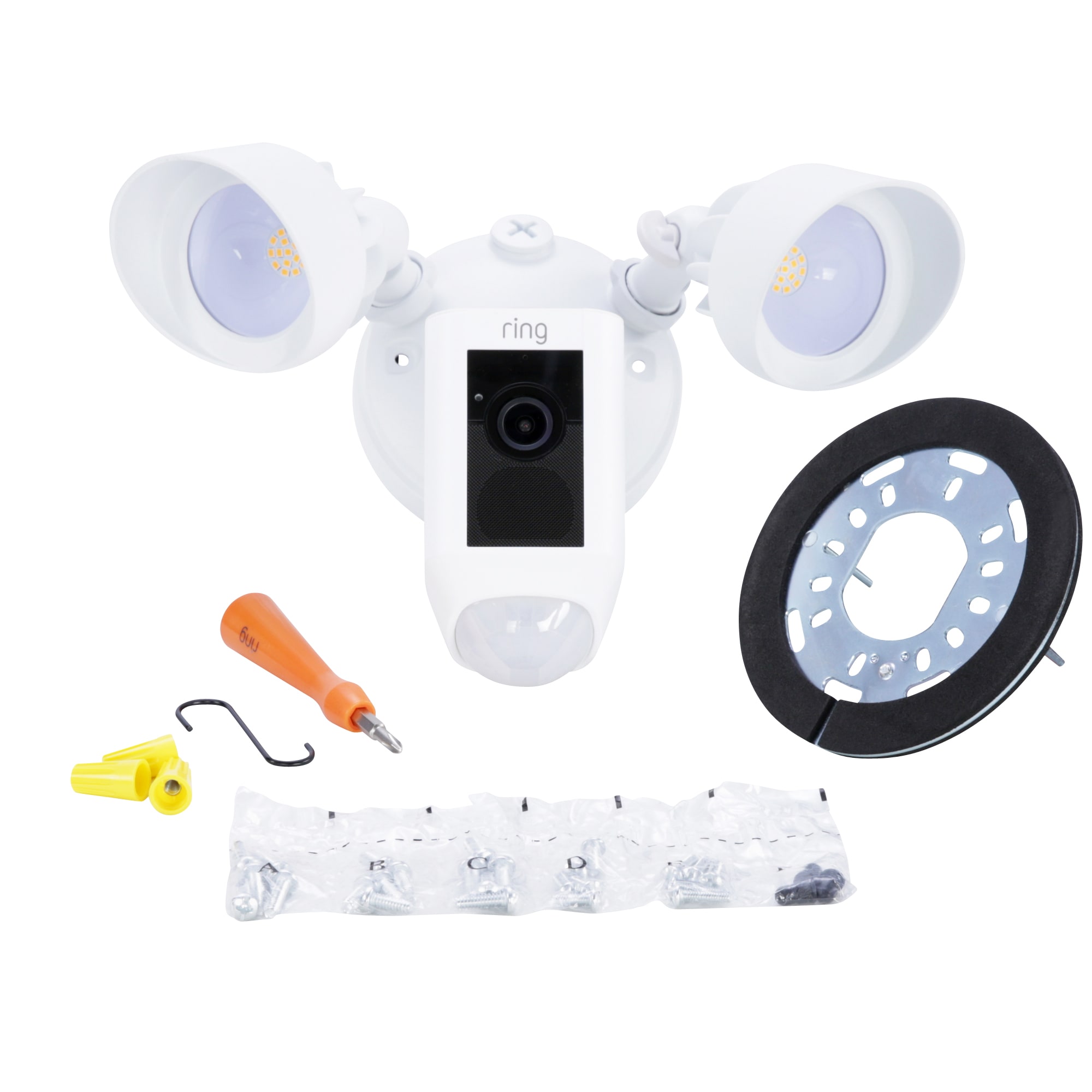 Wasserstein Ring Spotlight Cam Wired and Battery Gutter White Swivel  Tilting Security Camera Universal Mount at Lowes.com
