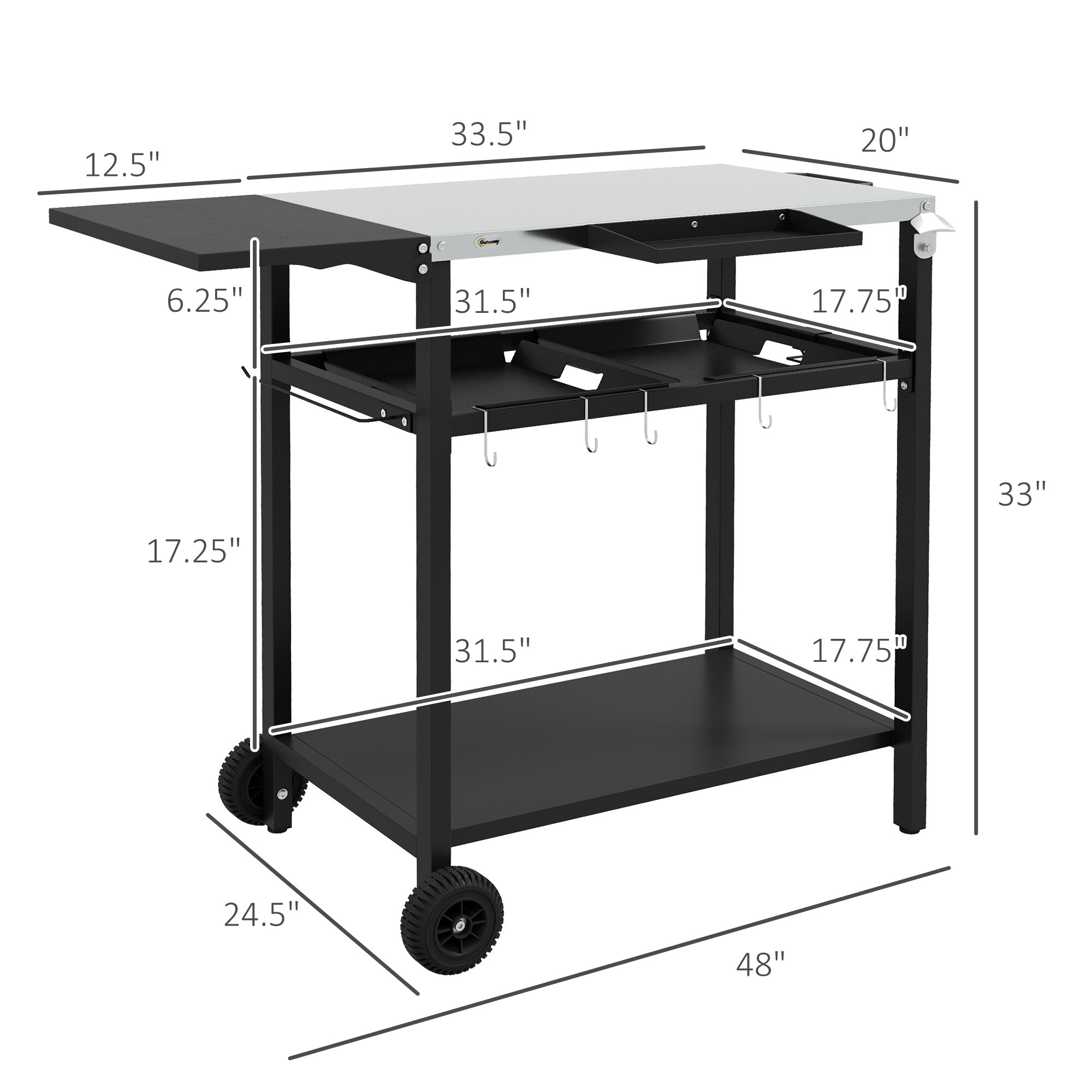 Outsunny 84G-237V00BK Grill-Carts-Grill-Stands - View #3