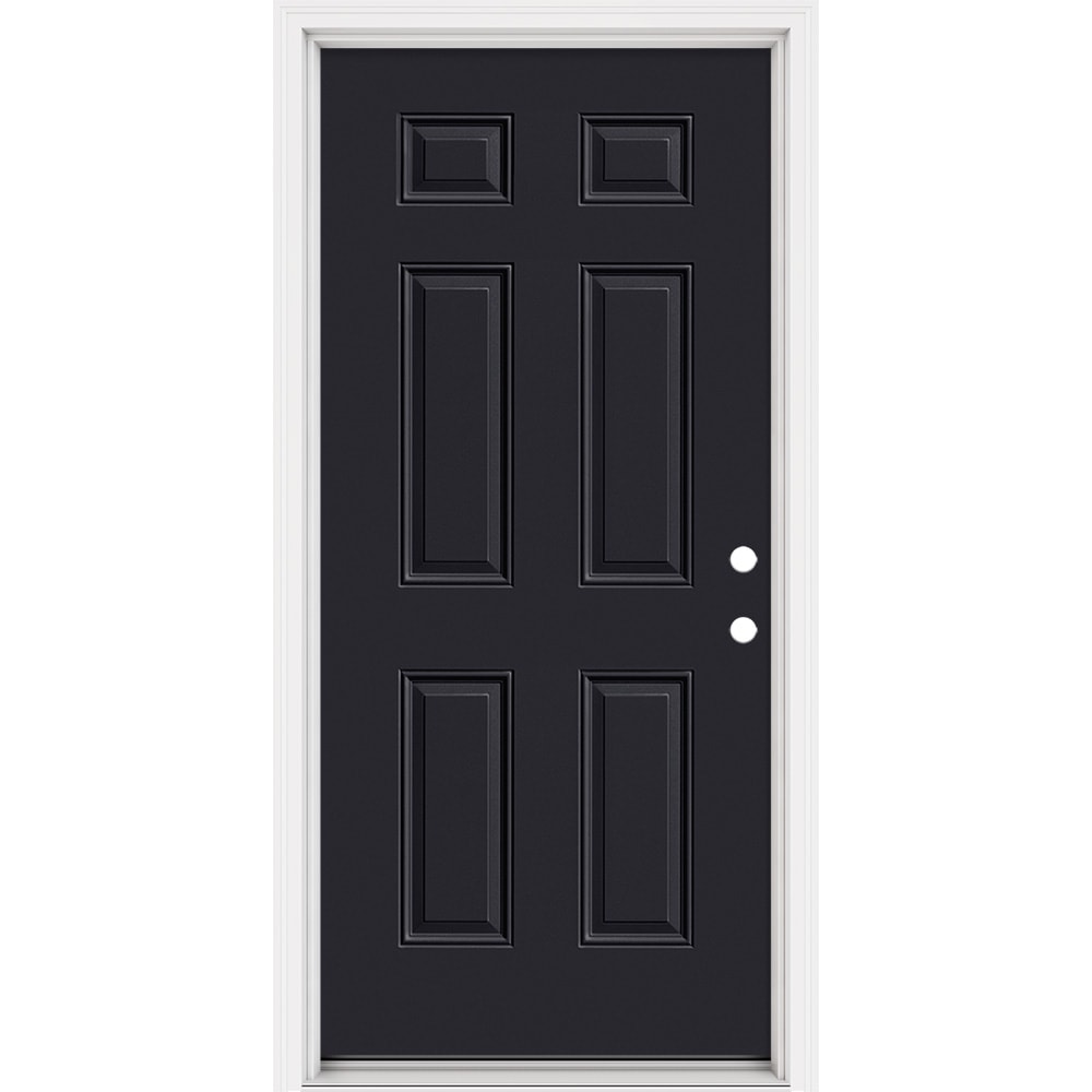 Masonite 4-9/16-in Steel No glass Painted Prehung Front Door with Brickmould Insulating core