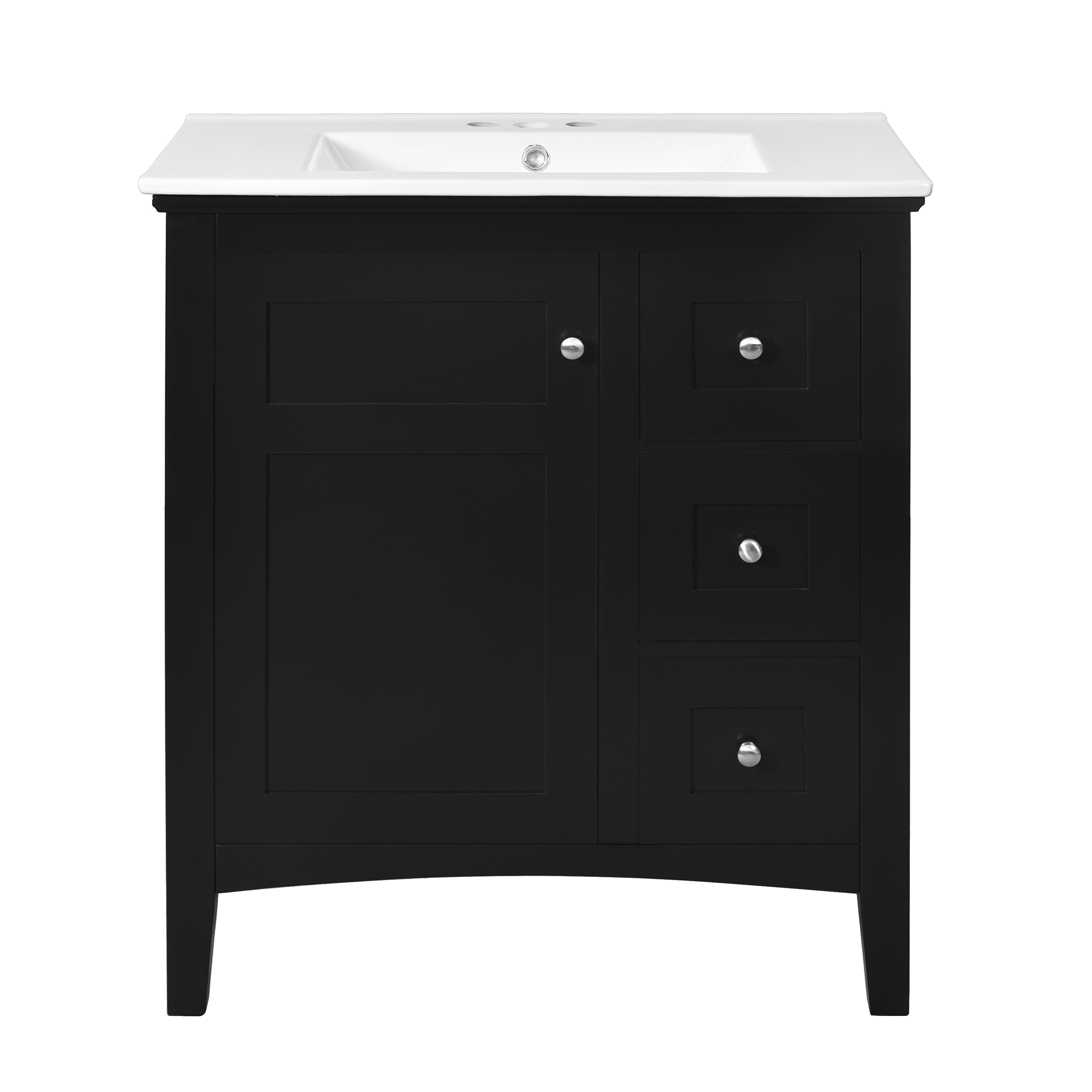 Iseryn 30-in Black Undermount Single Sink Bathroom Vanity with White Ceramic Top
