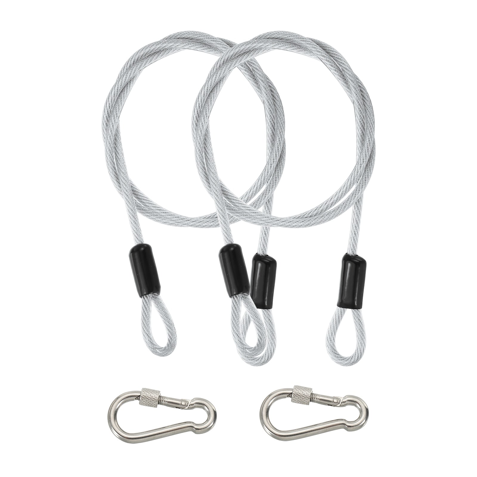 PATIKIL Security Cable 3 ft x 3/16 Inch (5mm) 2pcs Braided Stainless Steel Coated Safety Wire Rope with Double Loop for Travel Luggage Bicycle Lock Cable Transparent