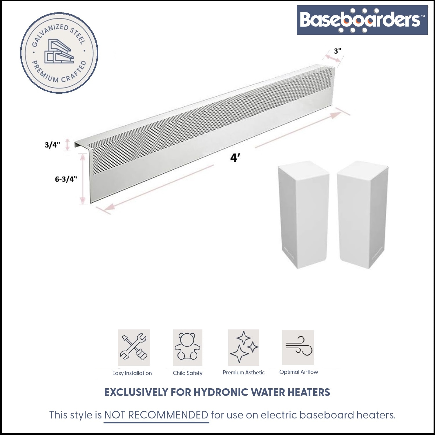 Baseboarders BC001-48-SET-WH Baseboard-Heater-Covers - View #3