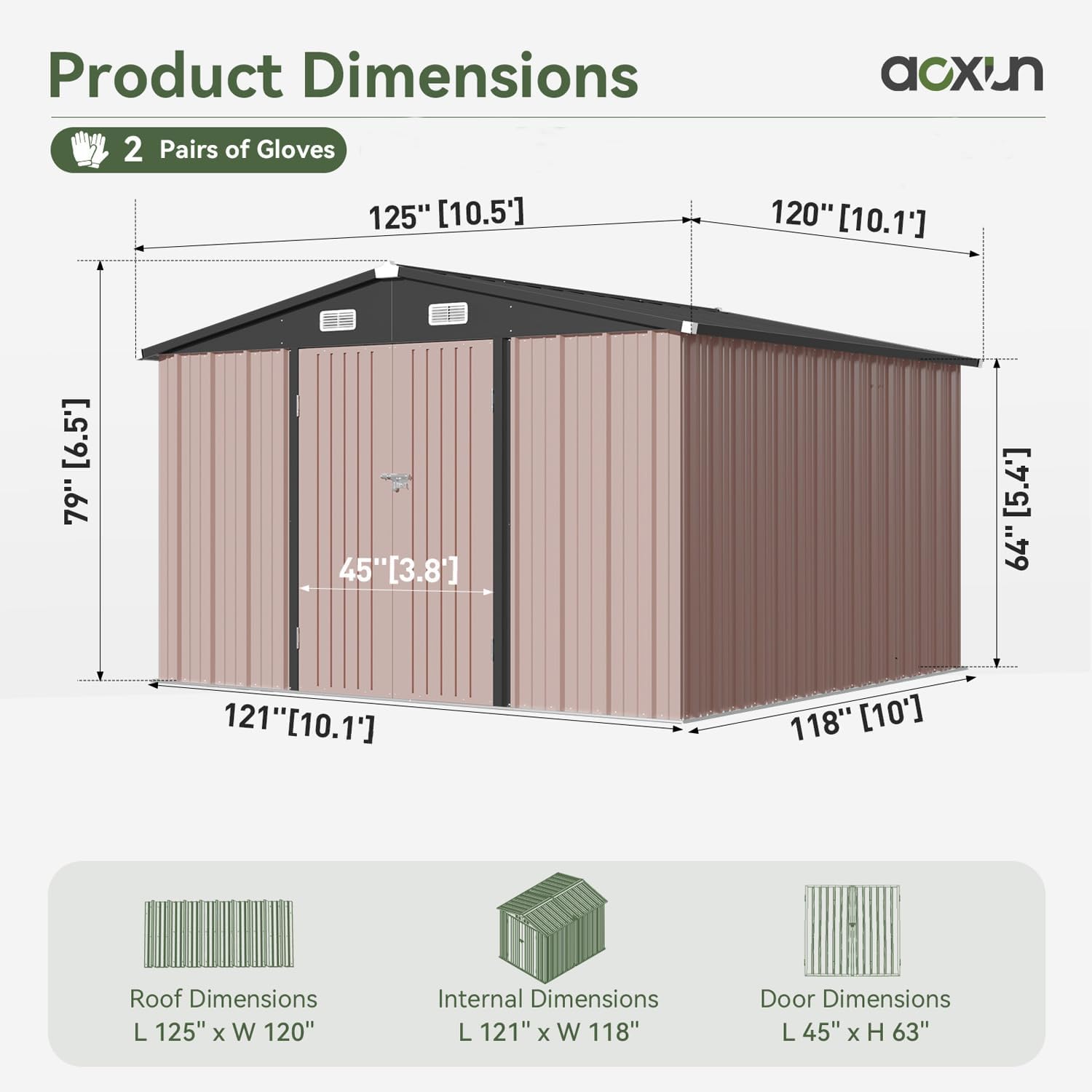 AOXUN AX-40115G Metal-Storage-Buildings-Sheds - View #6