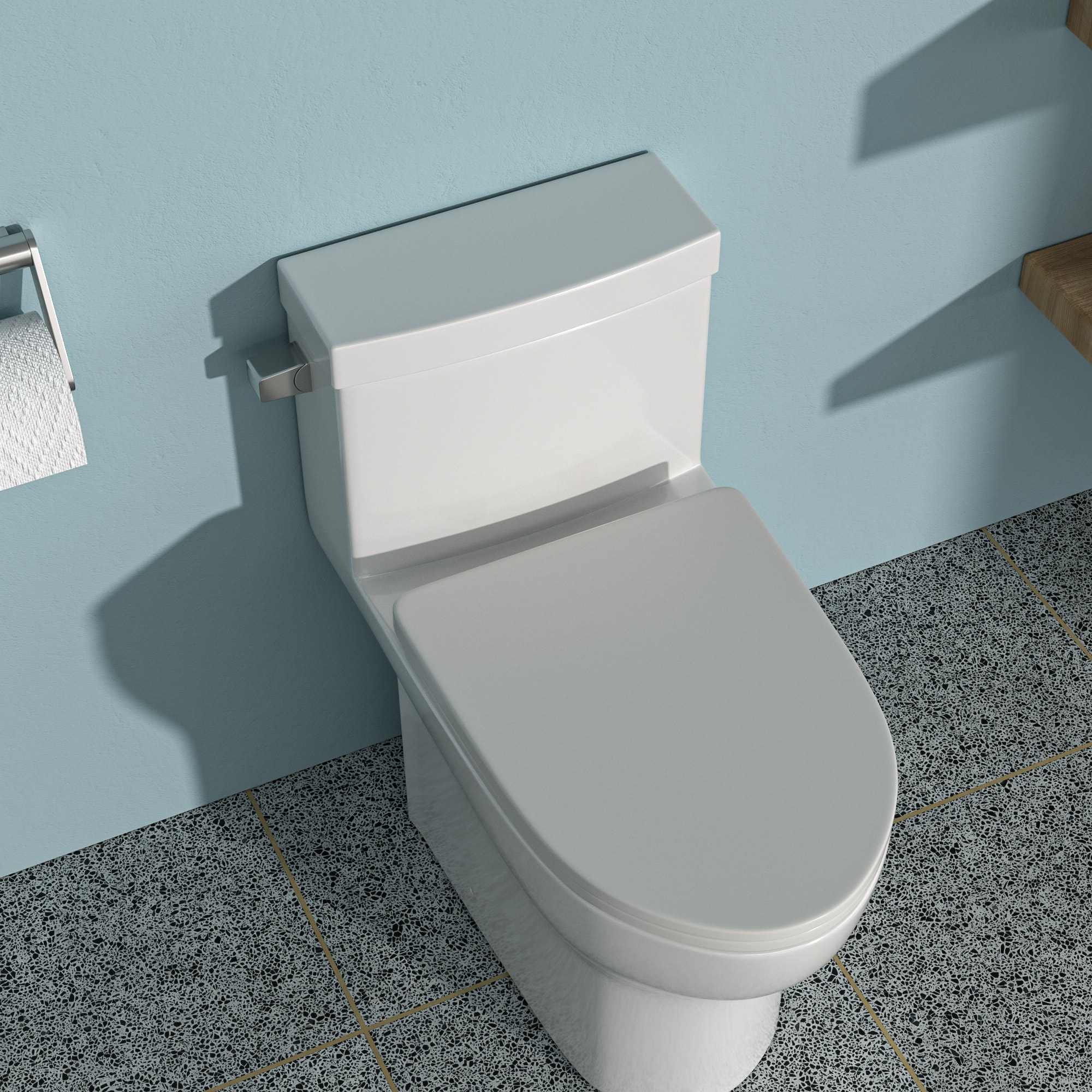 Huluwat XJ-Ceramic One Piece Toilet Single Flush with Soft Closing Seat