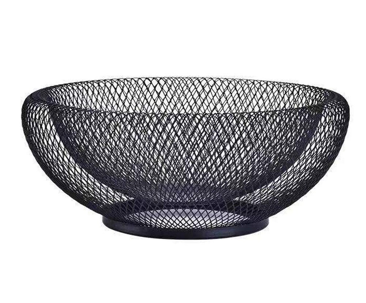 Ahfiwaso  Black Metal Mesh Fruit Bowl Round Wire Basket Small Modern Decorative Kitchen Storage Organizer durable home and garden accessory