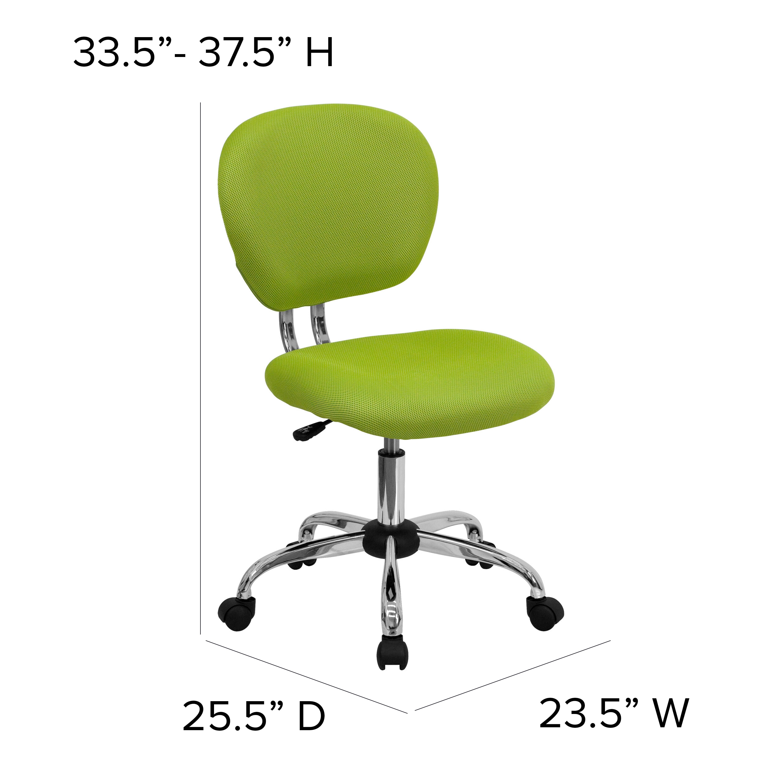 Apple Green Mesh Mid-Back Swivel Task Chair with Chrome Base