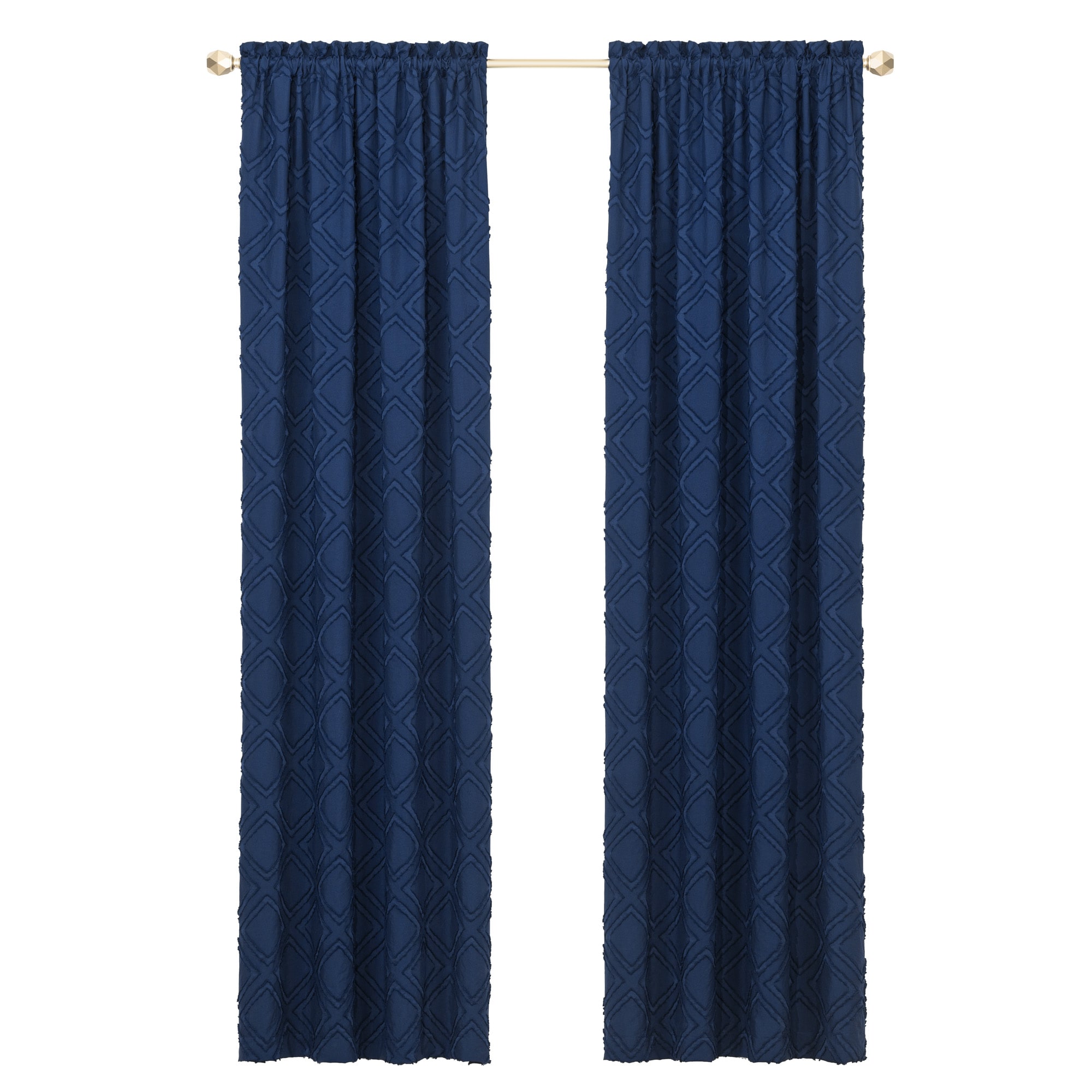 Achim BLPN84NY06 84-Inches Navy Geometric Light filtering Rod pocket Single curtain panel