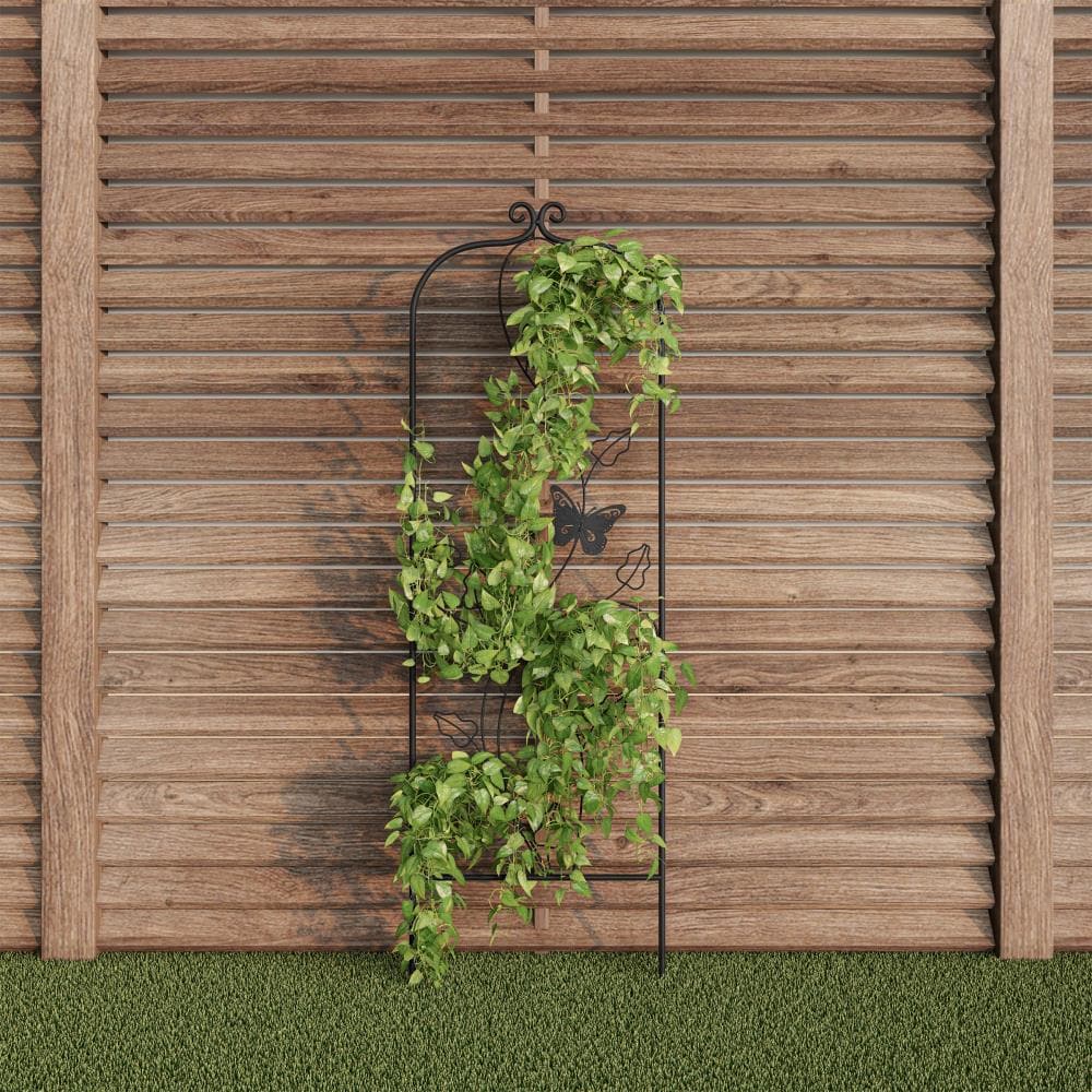 Nature Spring Trellises 0.4-in W X 46-in H Black Steel Traditional ...