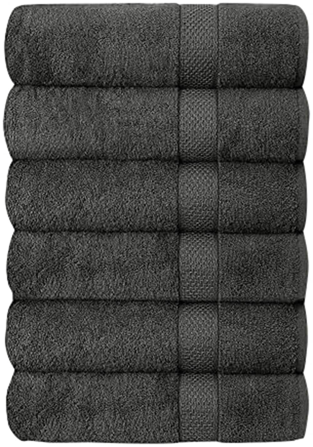 J&V TEXTILES 6PK TWL CHARC Set of 6 Hotel and Spa Cotton Bath Towels