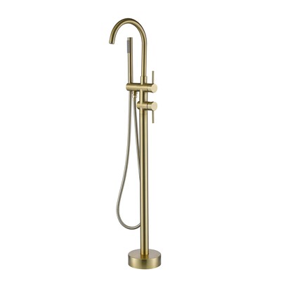 Wellfor Freestanding Bathtub Faucet, Freestanding Bathtub Faucet Gold